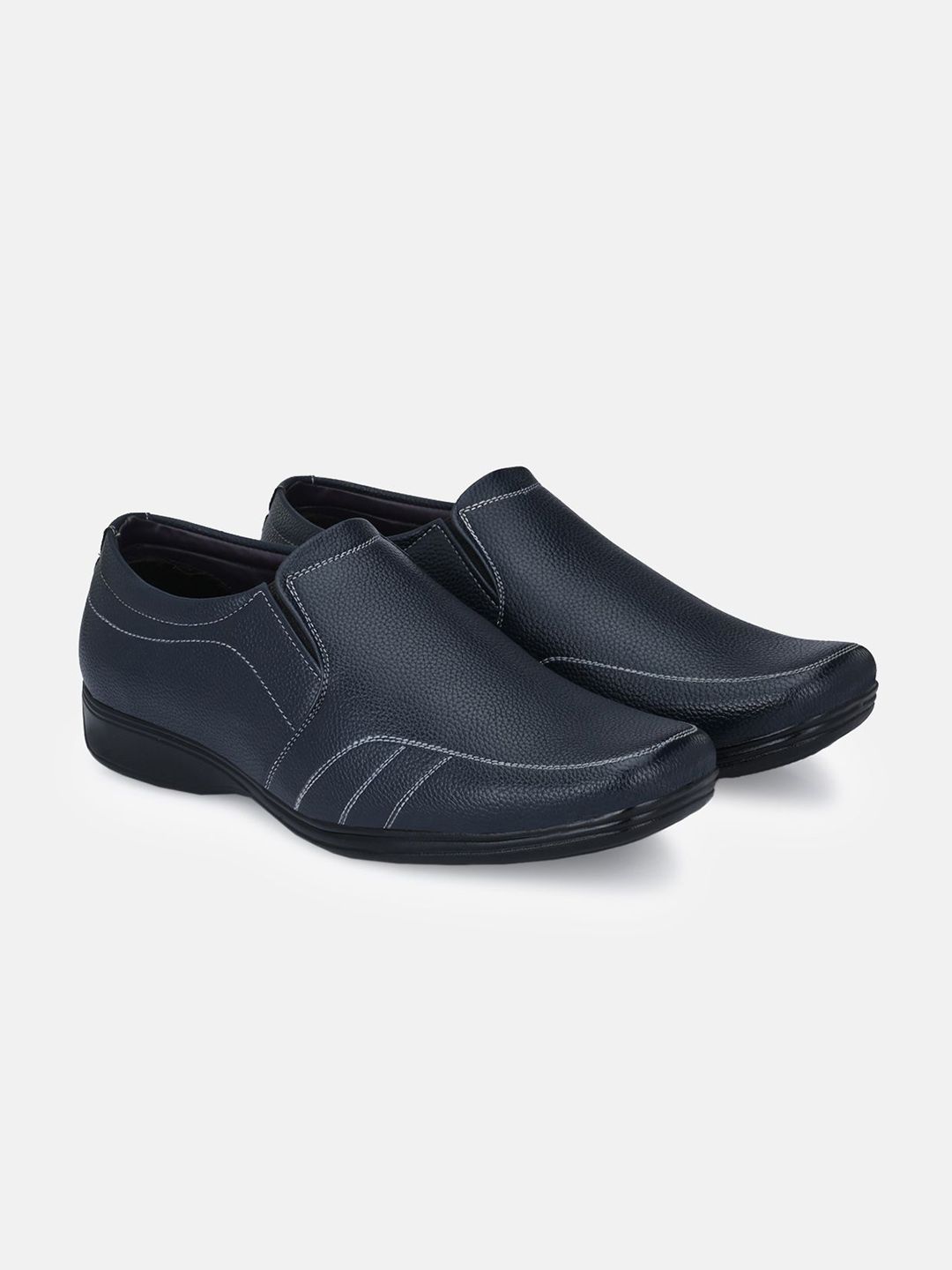 LeatherKraft Men Textured Formal Slip-On Shoes-image-48