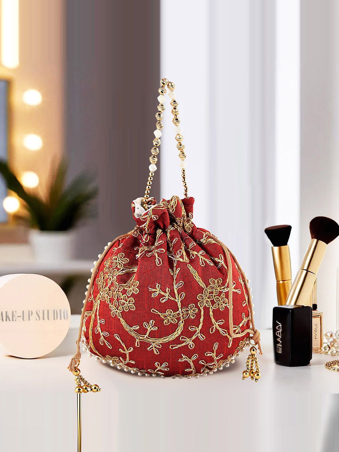 Kuber Industries Floral Embroidered Potli Bag-picture-53