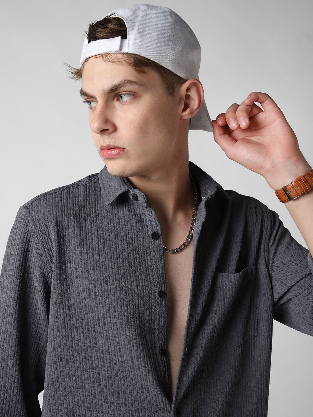 VASTRADO Men Classic Spread Collar Solid Slim Fit Casual Shirt-picture-18