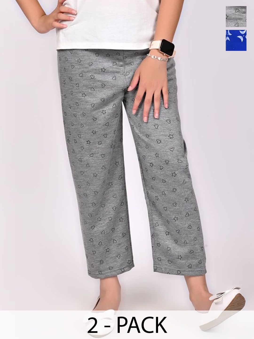 BAESD Girls Pack Of 2 Printed Regular Trousers-picture-28