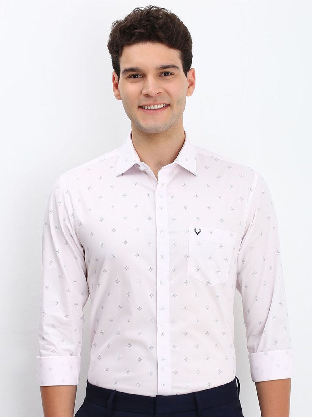 Allen Solly Men Spread Collar Geometric Printed Cotton Slim Fit Formal Shirt-image-41