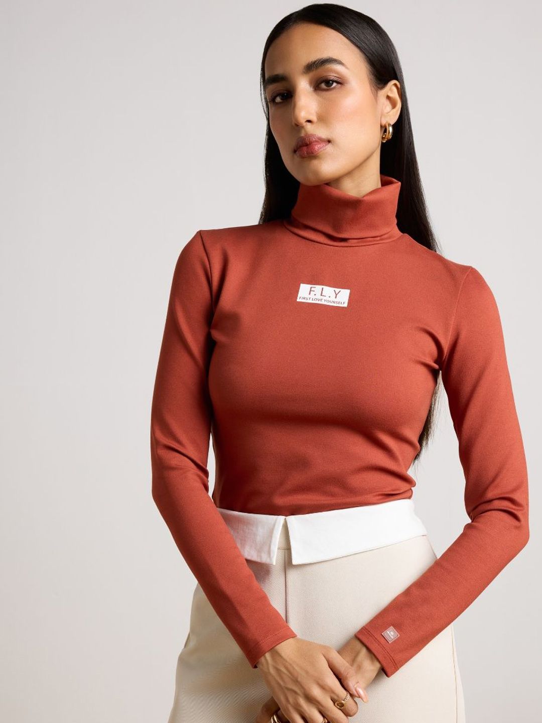 Muvazo Women High Neck Long Sleeves Bodysuit-picture-18