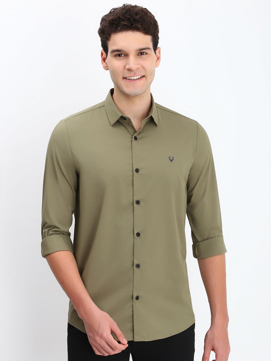 Allen Solly Men Spread Collar Solid Slim Fit Casual Shirt-picture-22