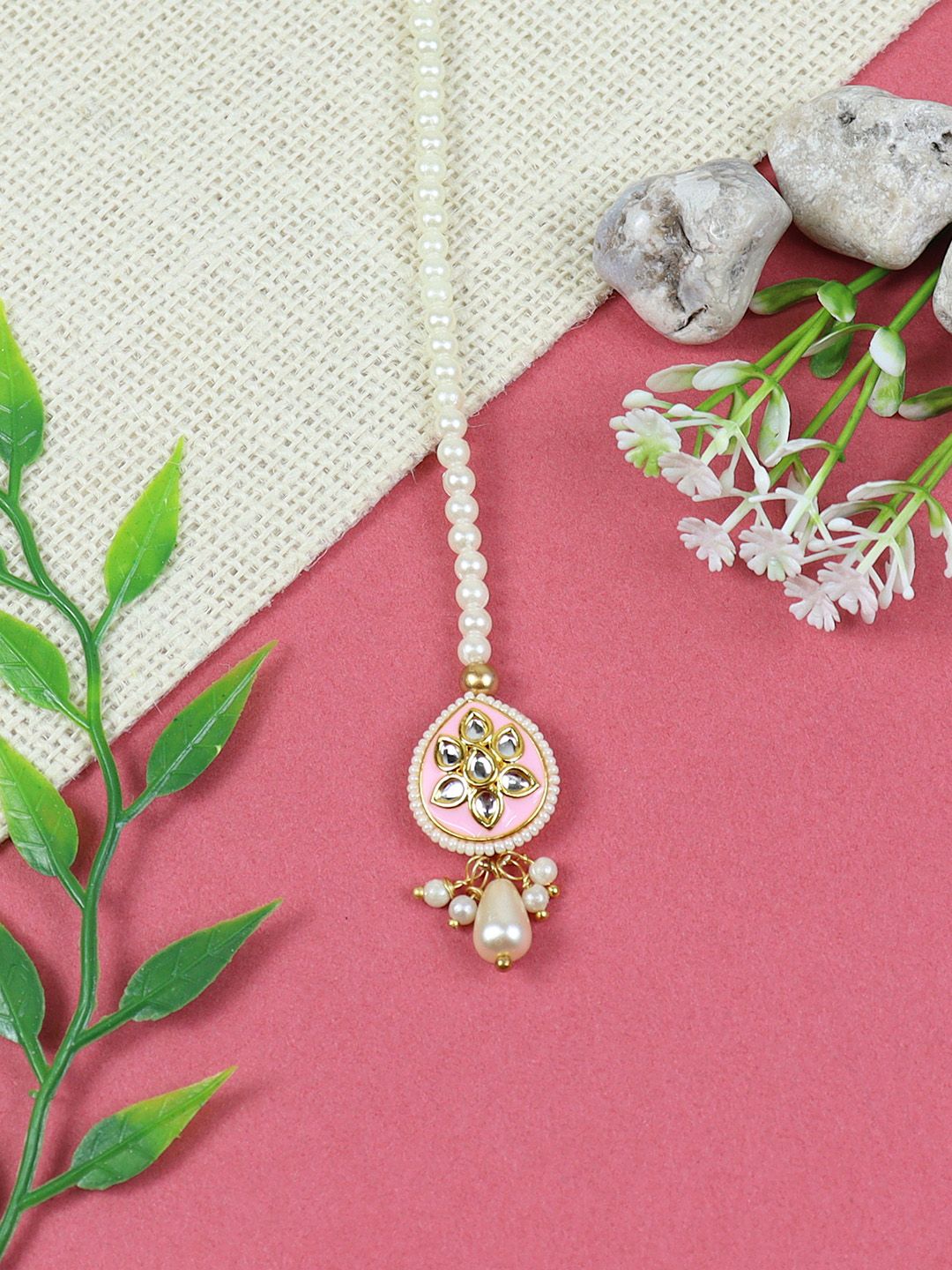 Asthetika Kids Girls Gold-Plated Kundan Studded Maang Tikka-picture-25