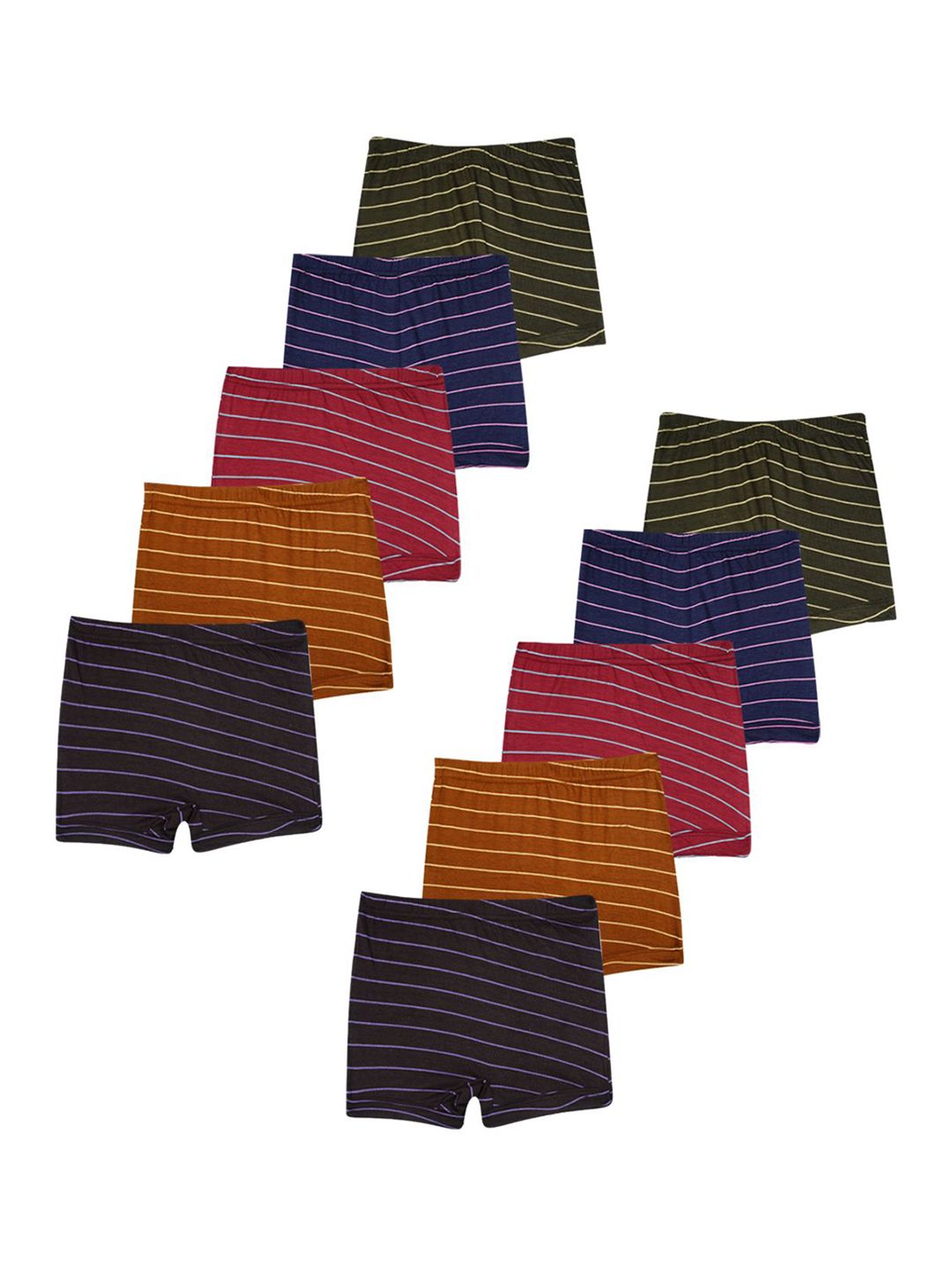 YELLOWDELIGHT Girls Cotton 10-Pcs Striped Briefs-image-4