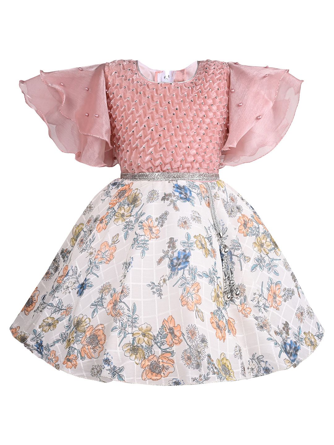 Wish Karo Girls Floral Print Flared Sleeve Fit & Flare Dress-picture-52