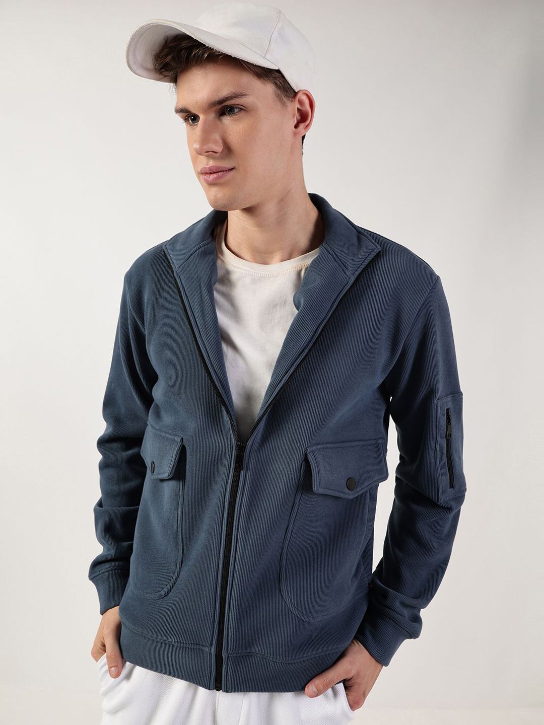 Thomas Scott Men Mock Collar Self Design Casual Open Front Jacket-picture-33