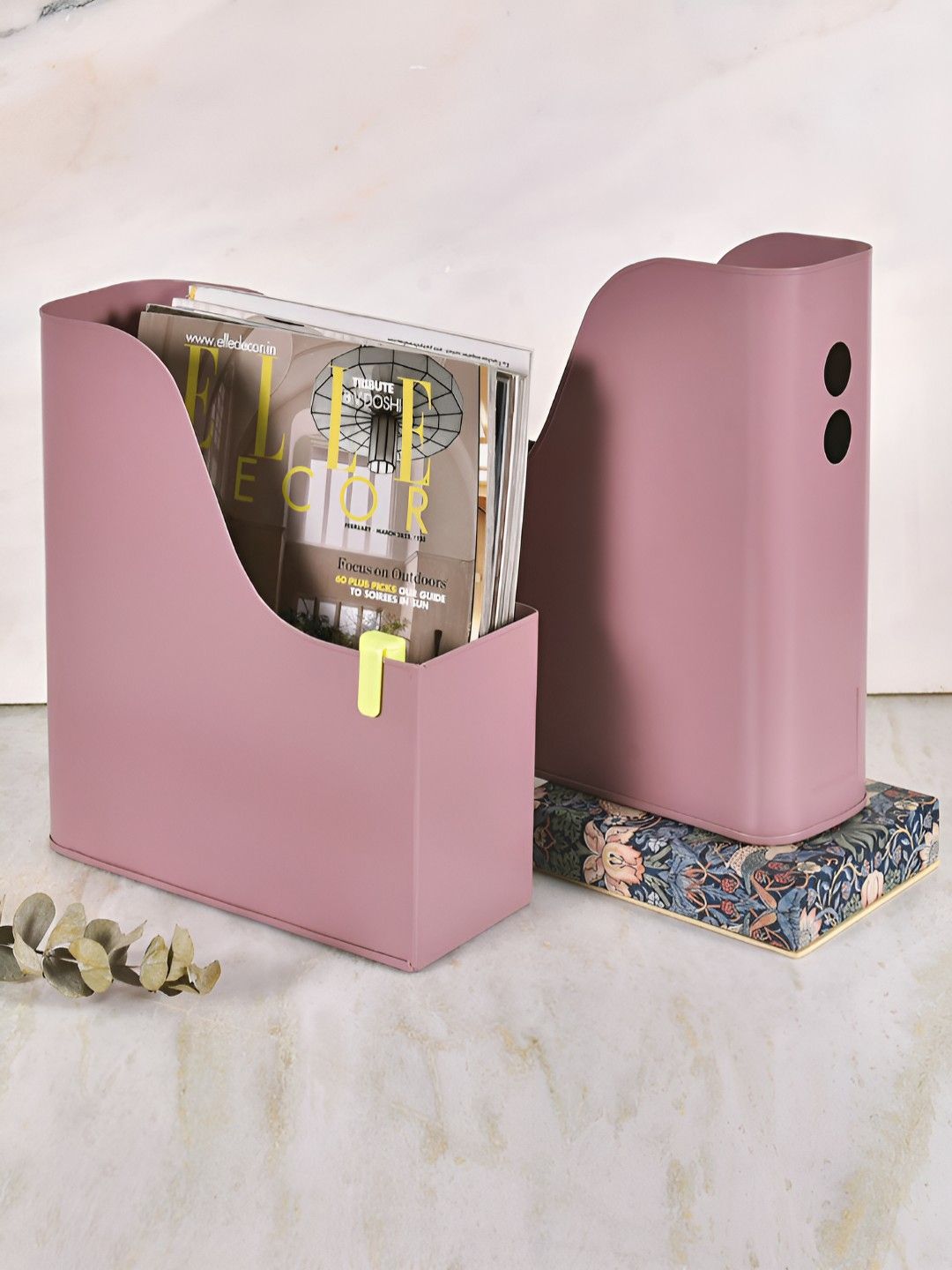 Living With Elan Mauve 2 Pieces Metal Table Top Books & Magazine Holders