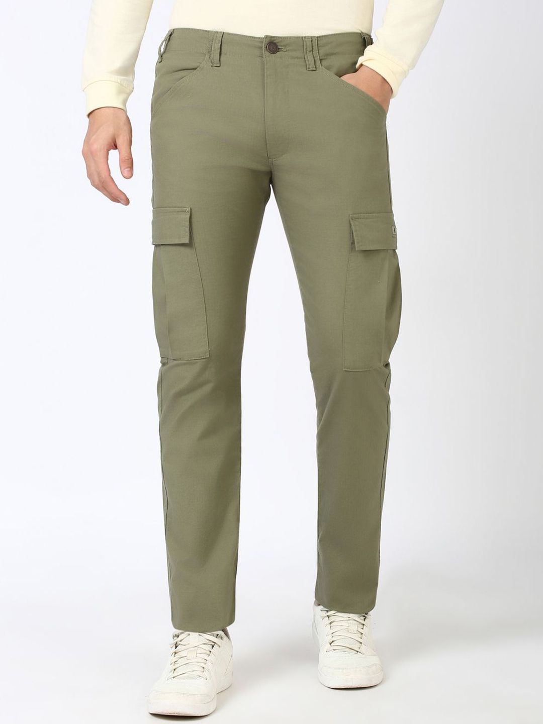 Peter England Casuals Men Solid Cargos Trousers-picture-33