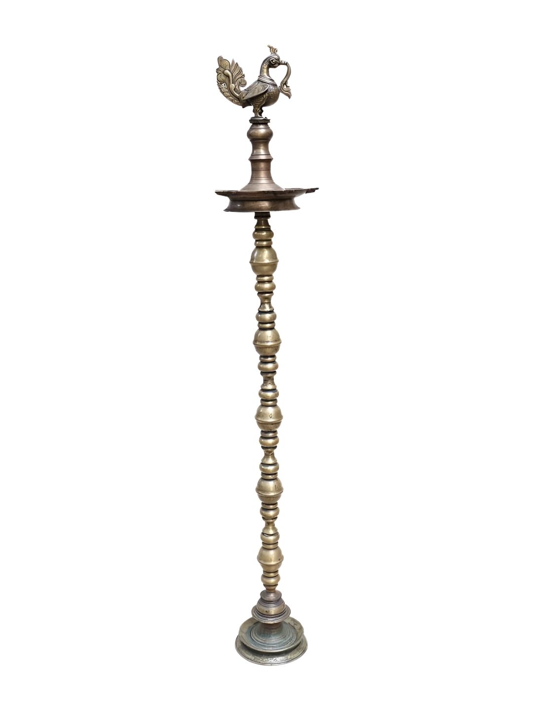 Indianshelf Brown Brass Long Standing Pooja Diya-picture-1