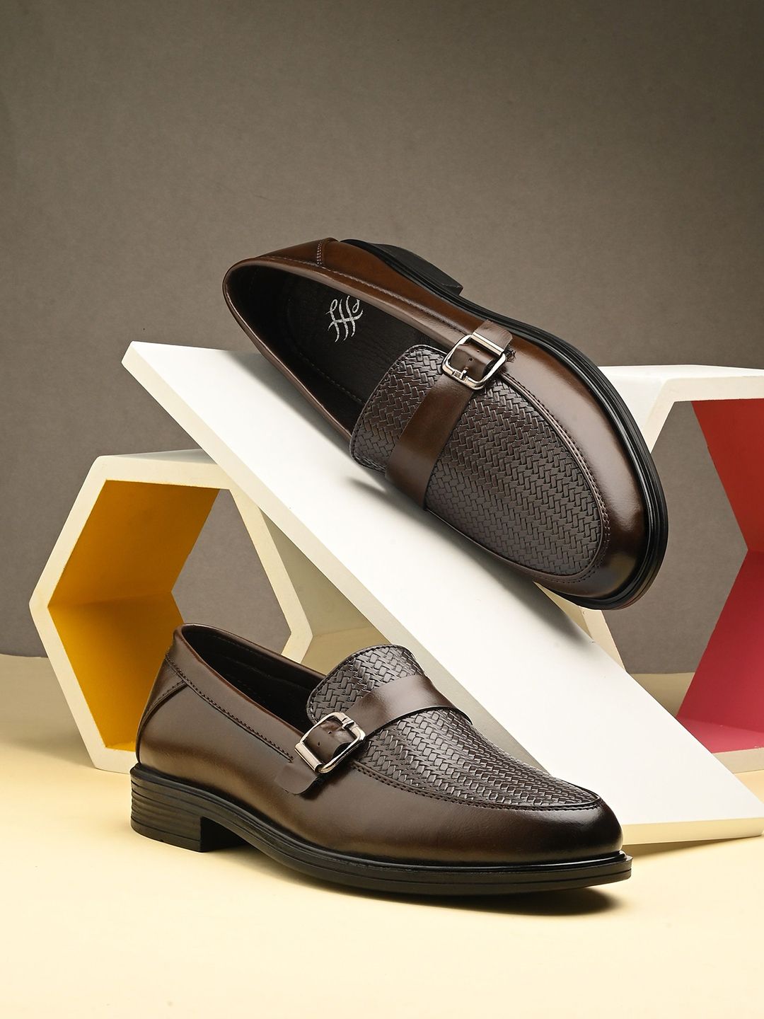 House of Pataudi Men Textured Formal Slip On Loafers-picture-24