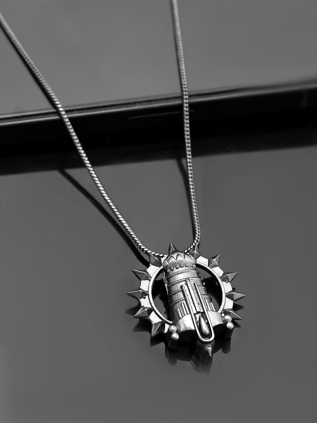 Voylla Eclipse Rhodium-Plated Modern Knight Pendants with Chains-image-37