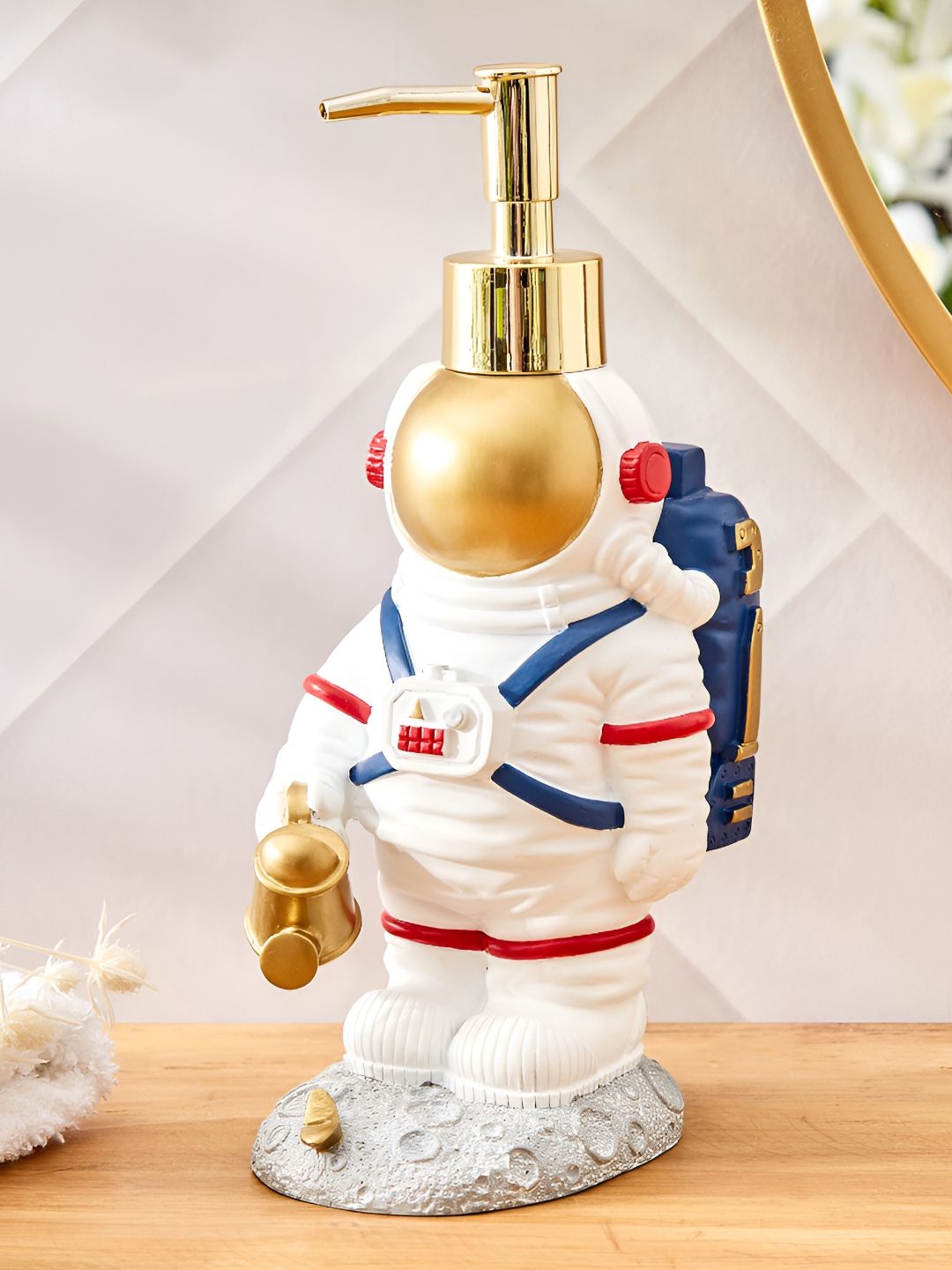 Home Centre White & Blue Astronaut Textured Soap Dispenser 290ml-picture-36