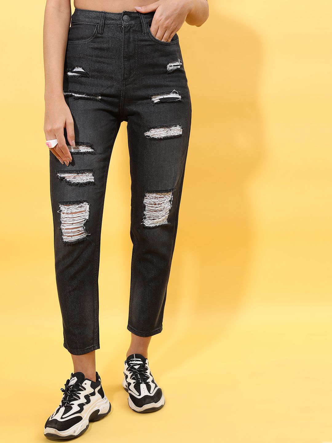 Tokyo Talkies Women Highly Distressed Light Fade Jeans-picture-17