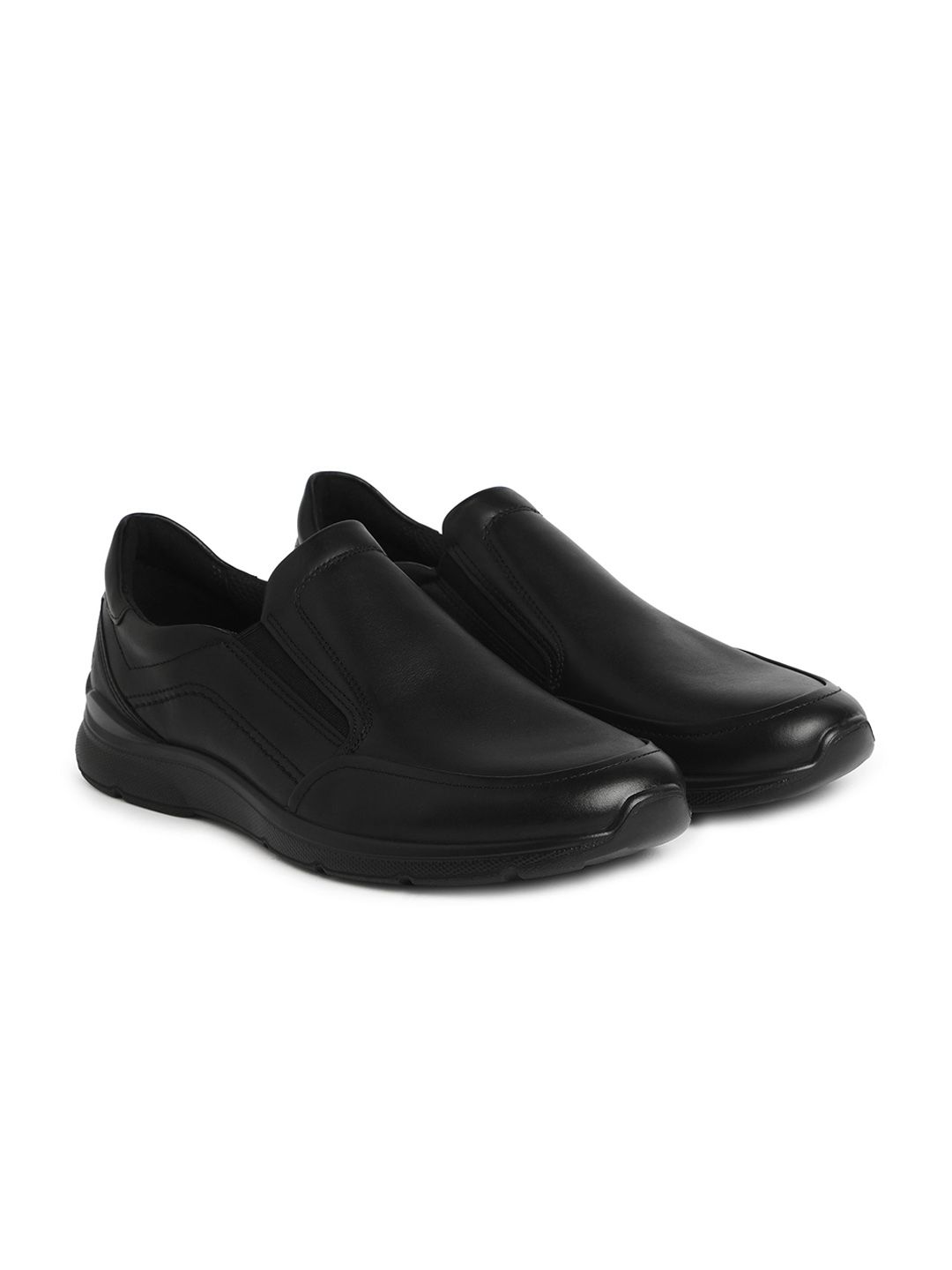 ECCO Men Solid Leather Round Toe Formal Slip-Ons-image-13