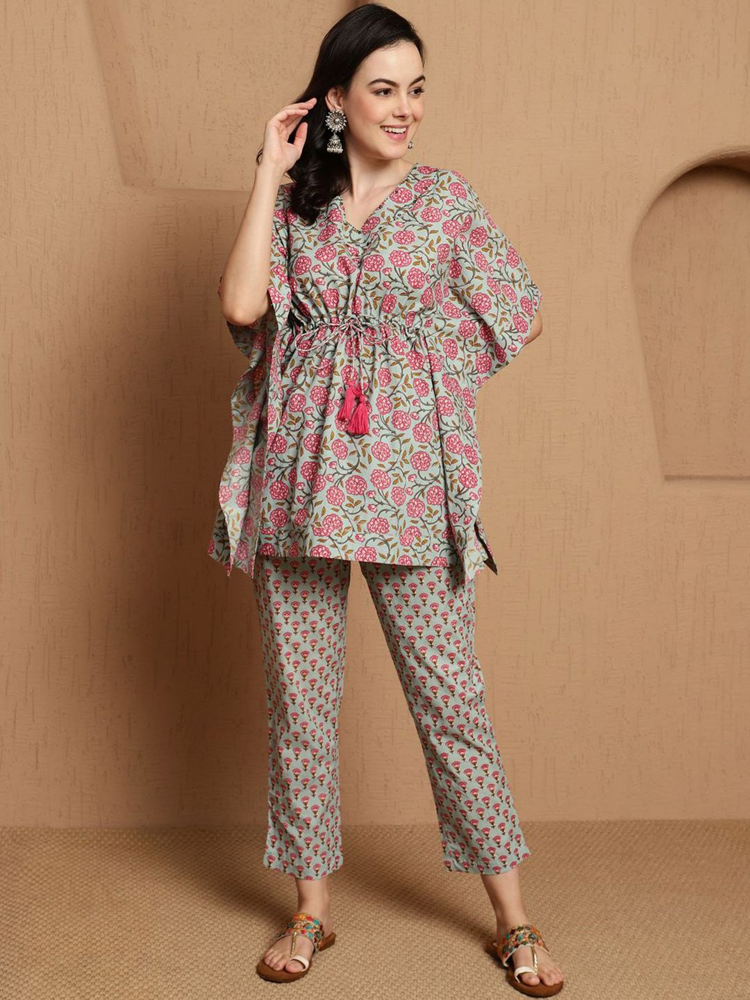 Sangria Printed Pure Cotton Tunic & Trouser