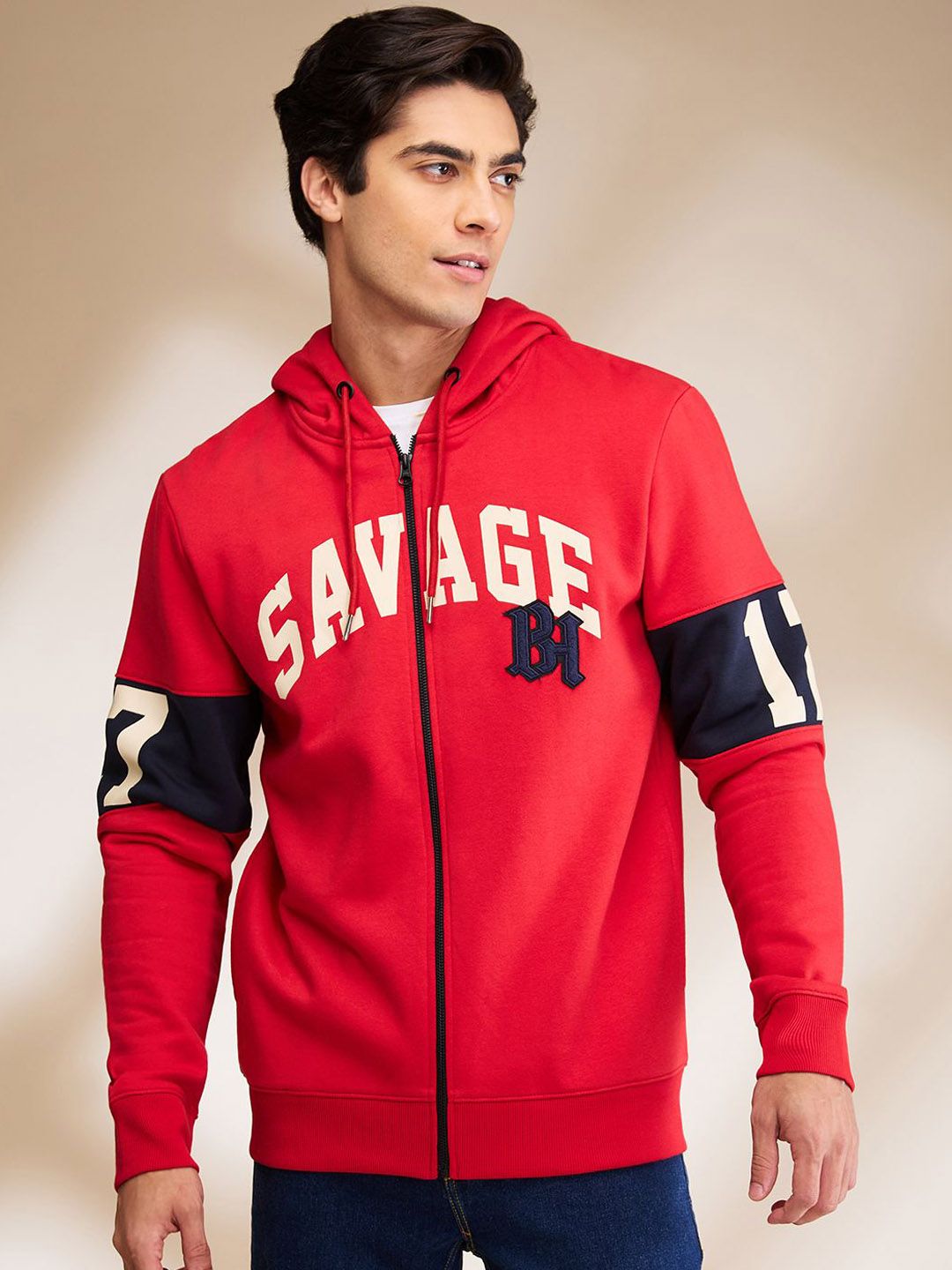 Being Human Men Cotton Typography Printed Sporty Jacket with Embroidered-picture-30