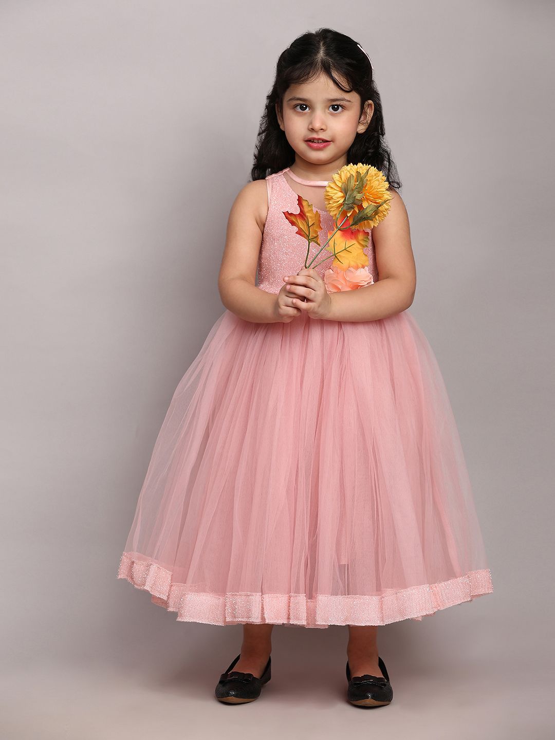 Toy Balloon kids Embellished Applique Net Fit & Flare Maxi Dress-picture-41