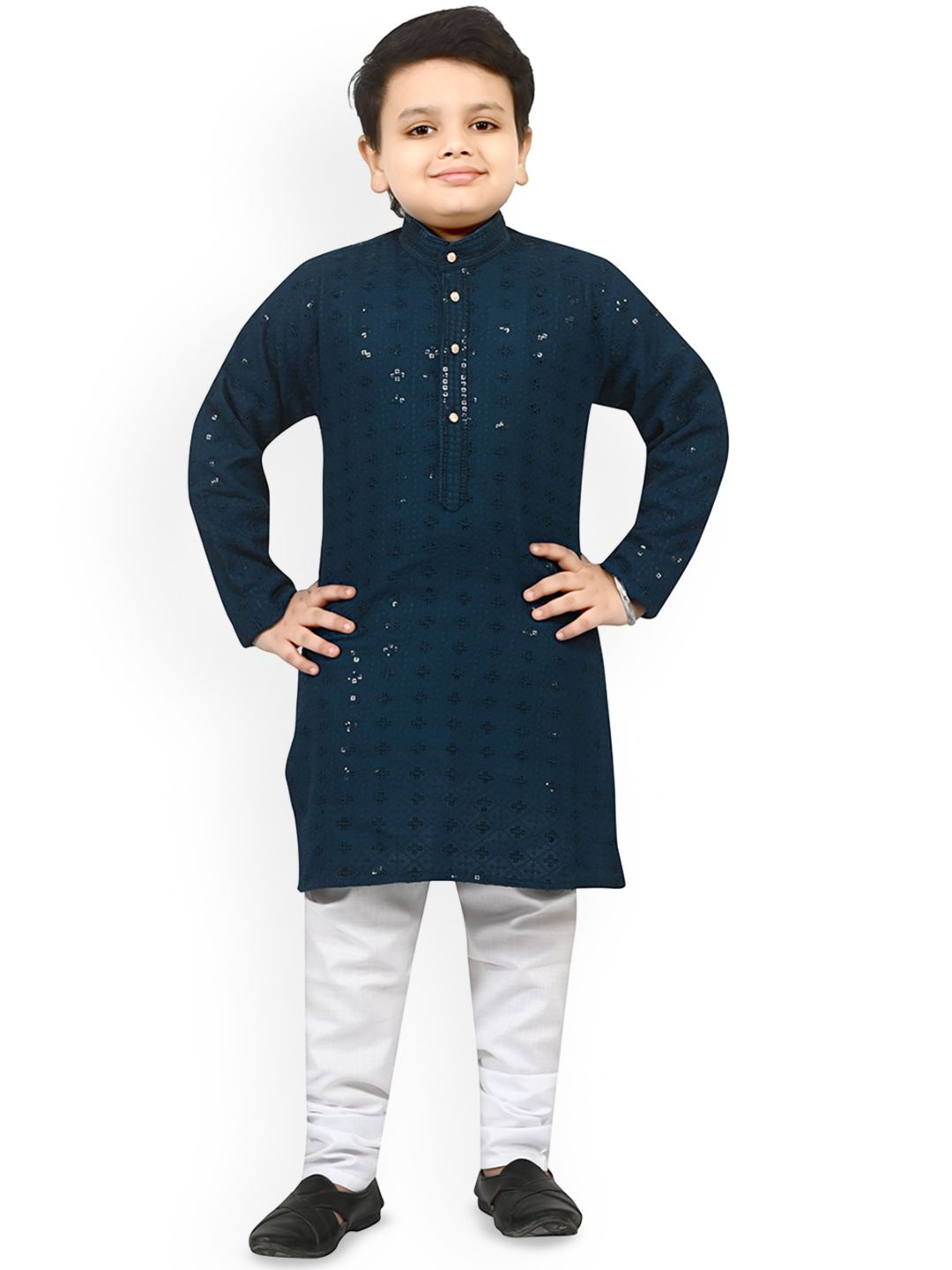 Arshia Fashions Boys Ethnic Motifs Embroidered Regular Sequinned Kurta with Pyjamas-picture-52