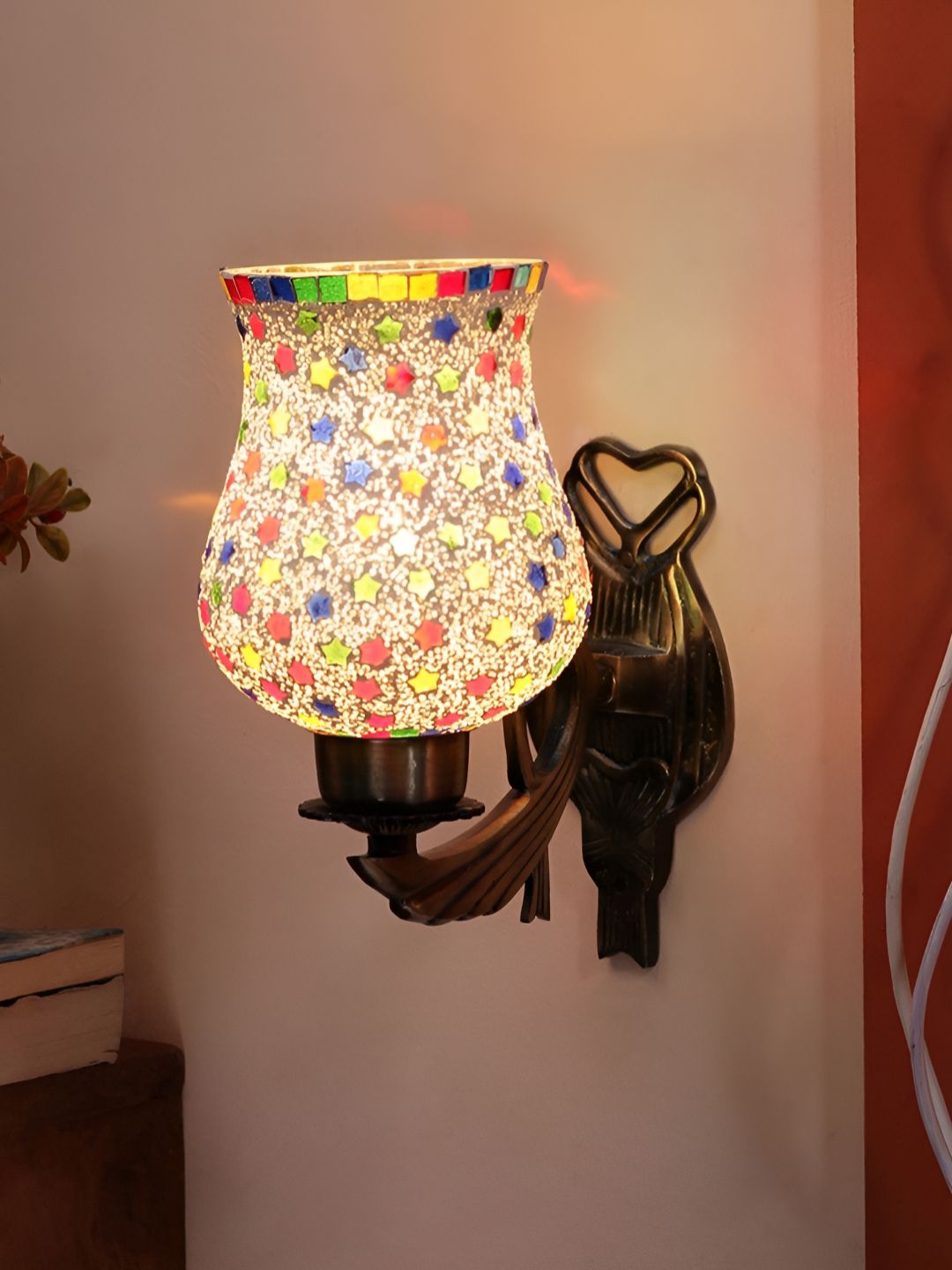 Devansh White & Blue Textured Metal Traditional Wall Lamp-picture-38