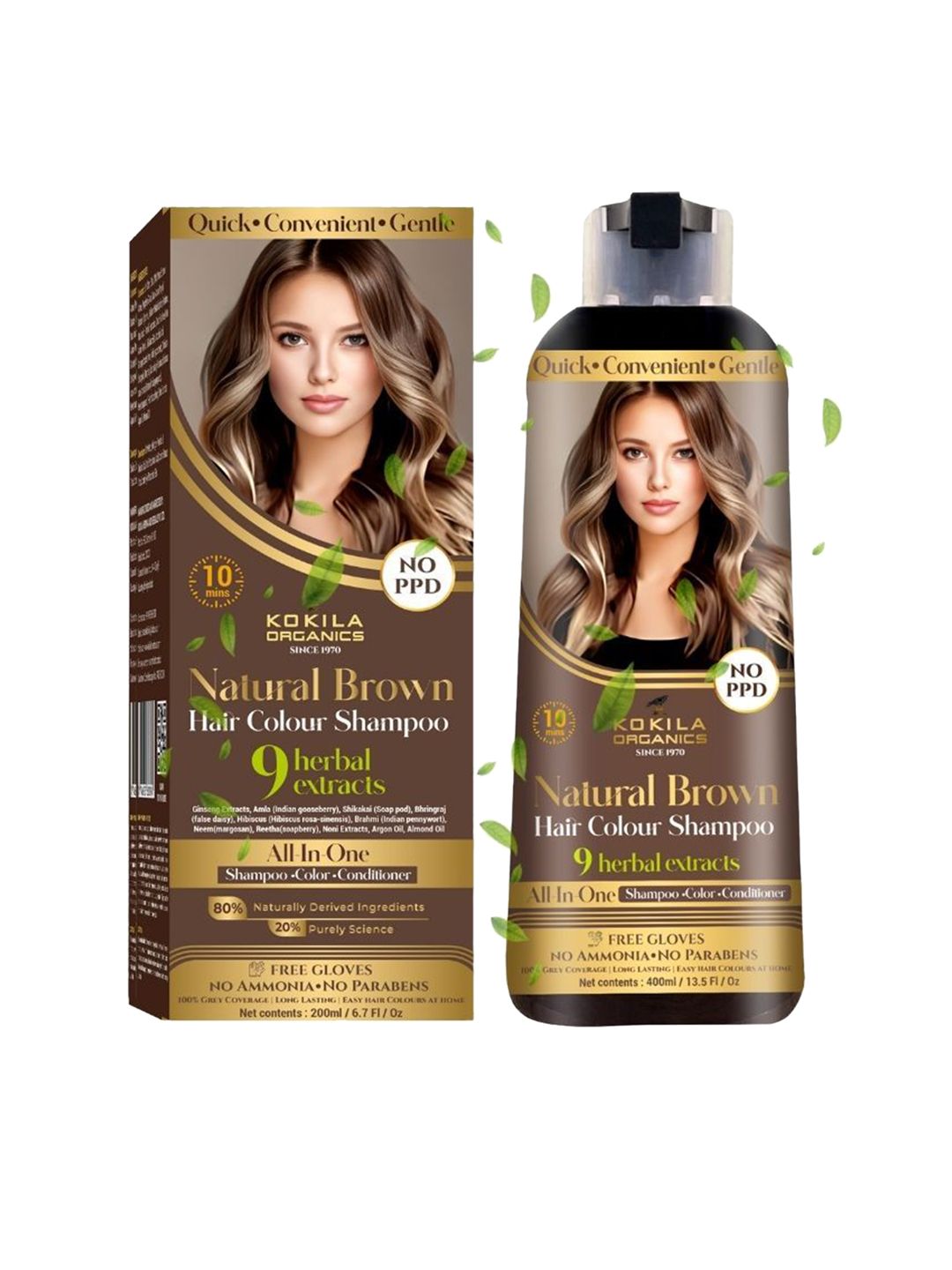 KOKILA Organics Hair Colour Shampoo - 200 ml - Natural Brown-picture-26