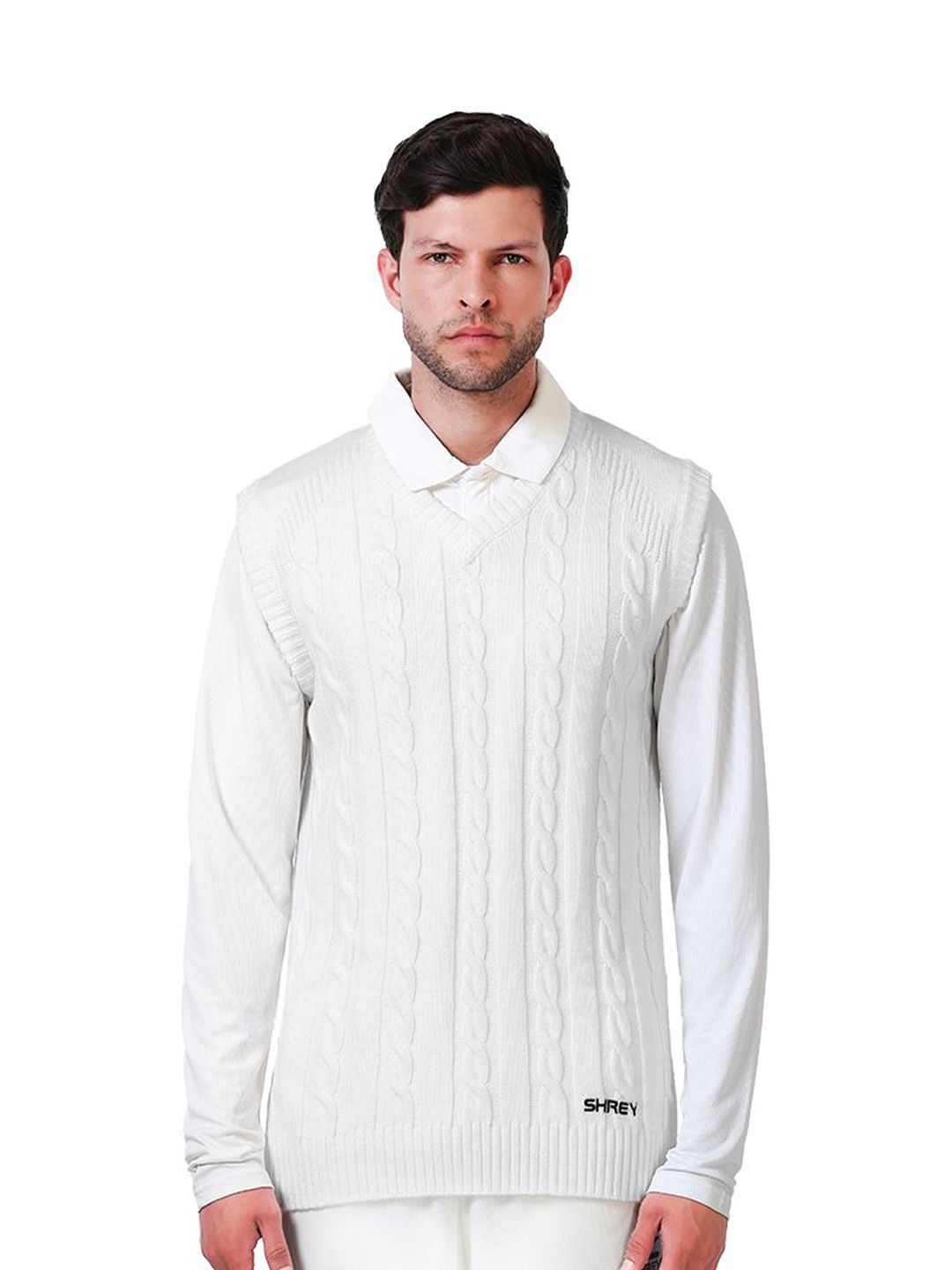 Shrey Men Striped Sleeveless Sweatshirt-image-47