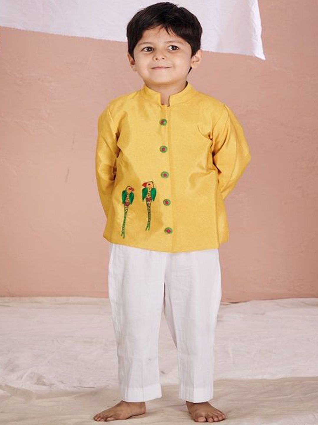 Vivedkids Boys Animal Embroidered Regular Thread Work Kurti with Trousers-image-16