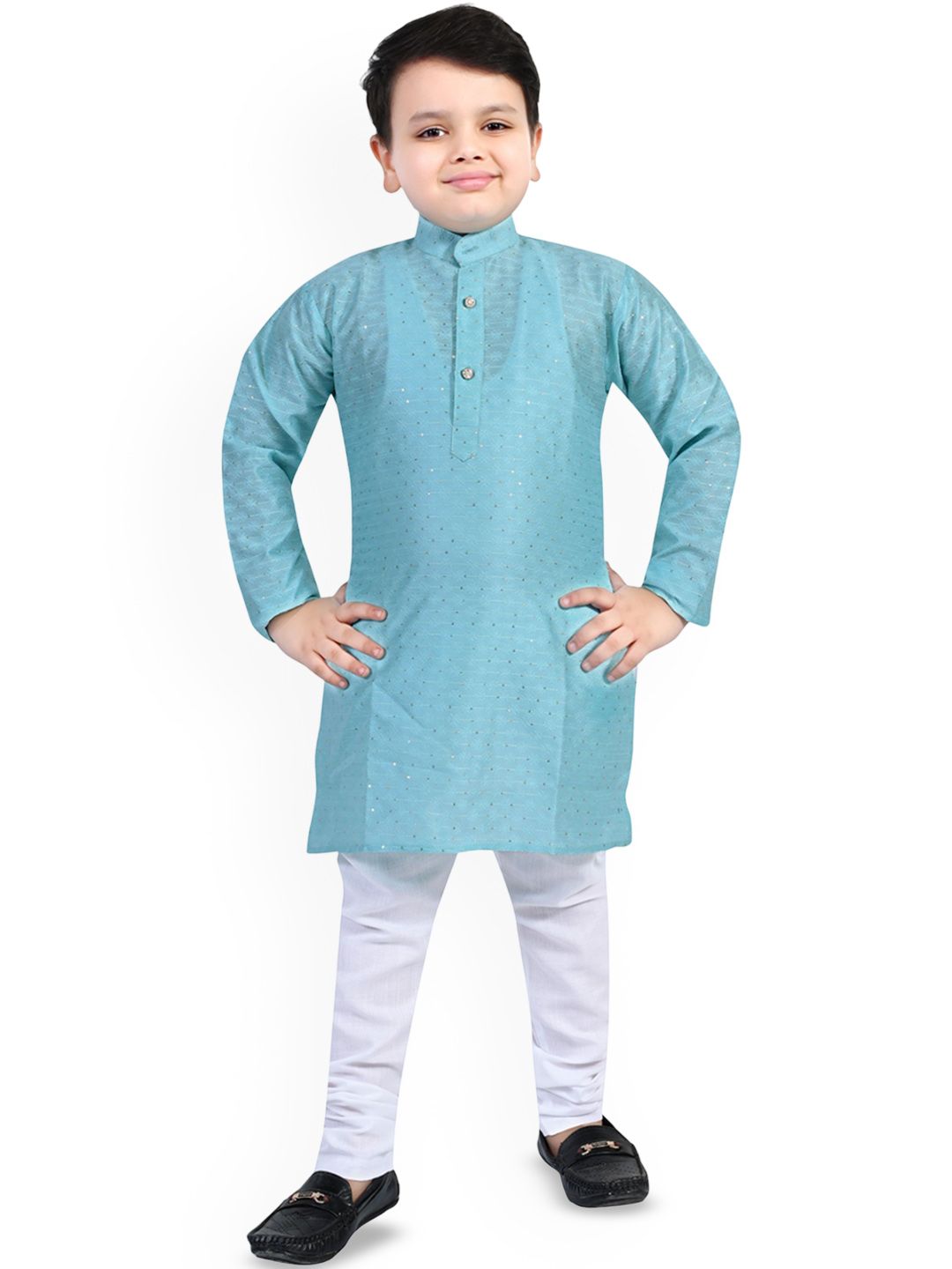 Arshia Fashions Boys Ethnic Motifs Regular Sequinned Kurta with Pyjamas-picture-26