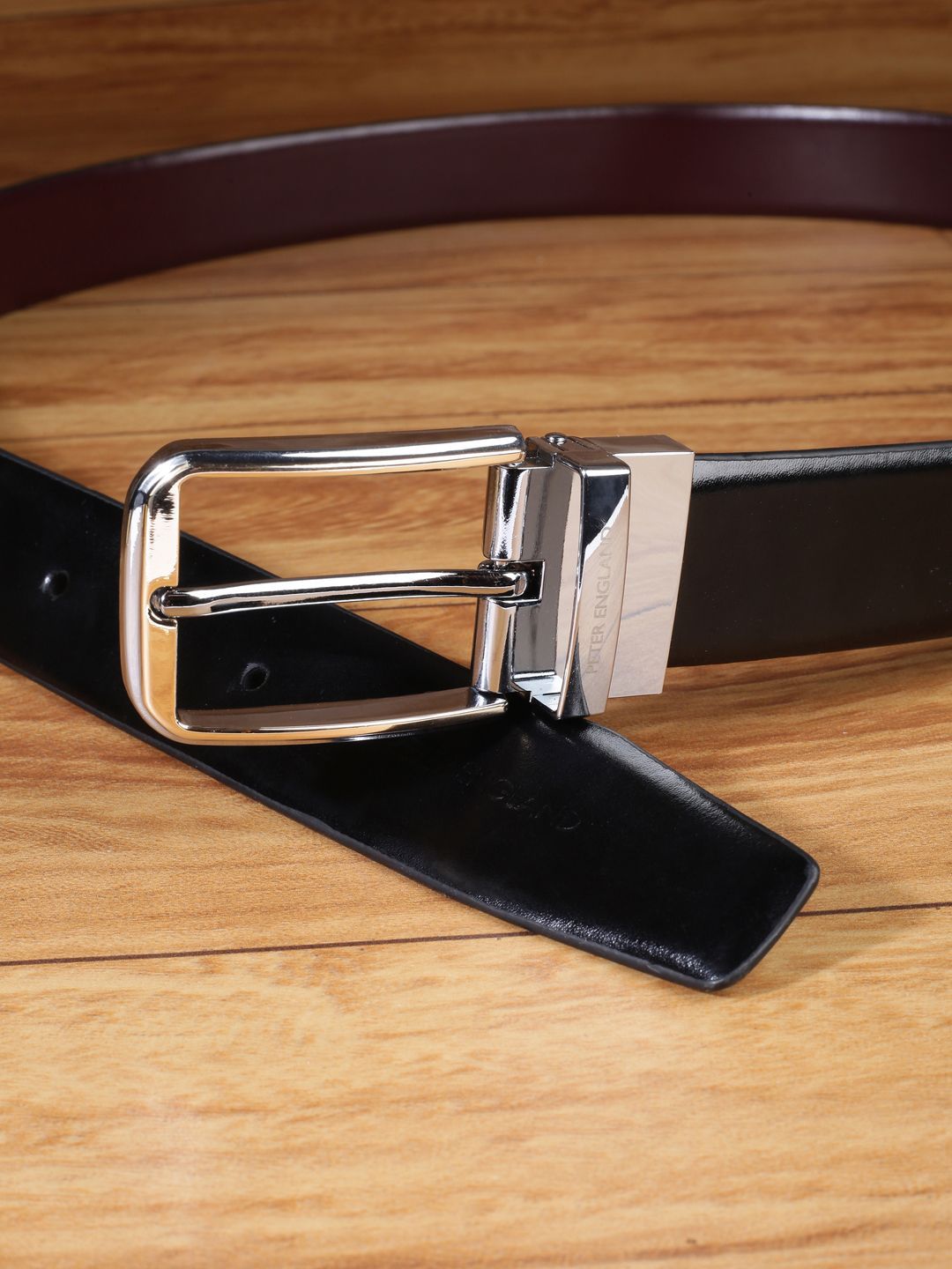 Peter England Men Leather Reversible Formal Belt-picture-29