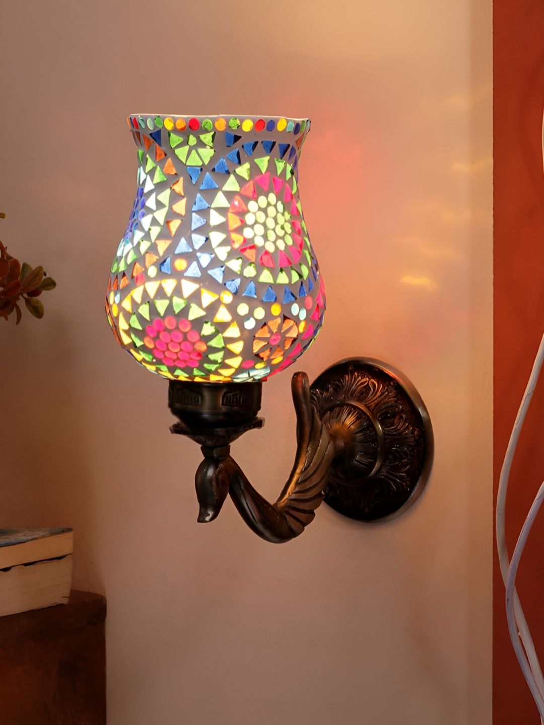 Devansh White & Blue Textured Metal Traditional Wall Lamp-picture-36