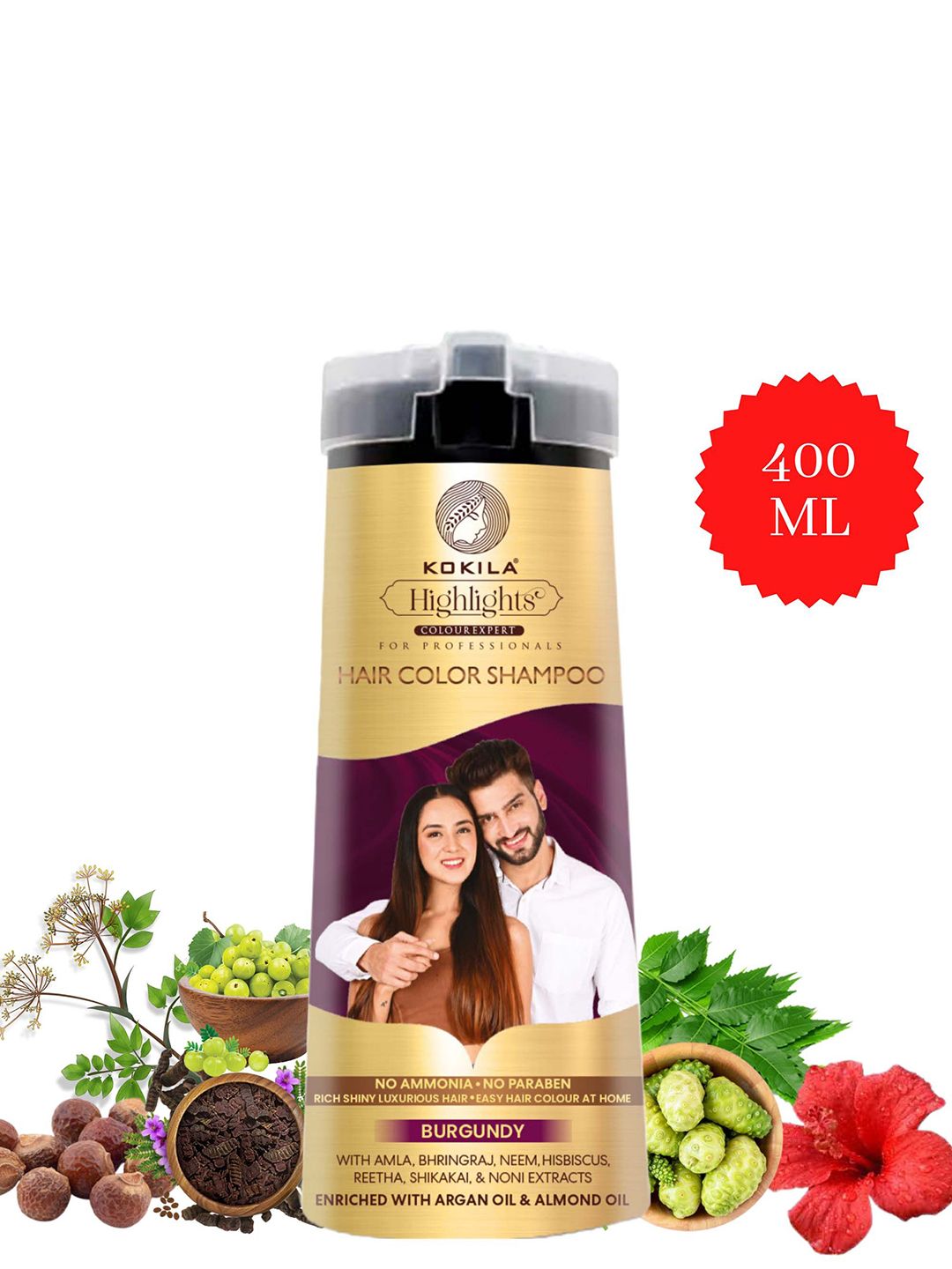 KOKILA Highlights Long-Lasting Hair Color Shampoo - 200 ml - Burgundy-picture-14