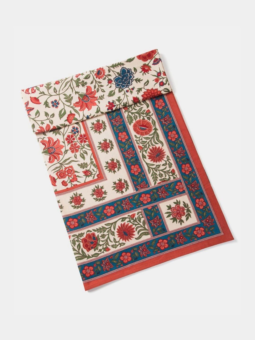 Fabindia Red & White Floral Printed Cotton 120 TC Double Bed Cover-picture-20