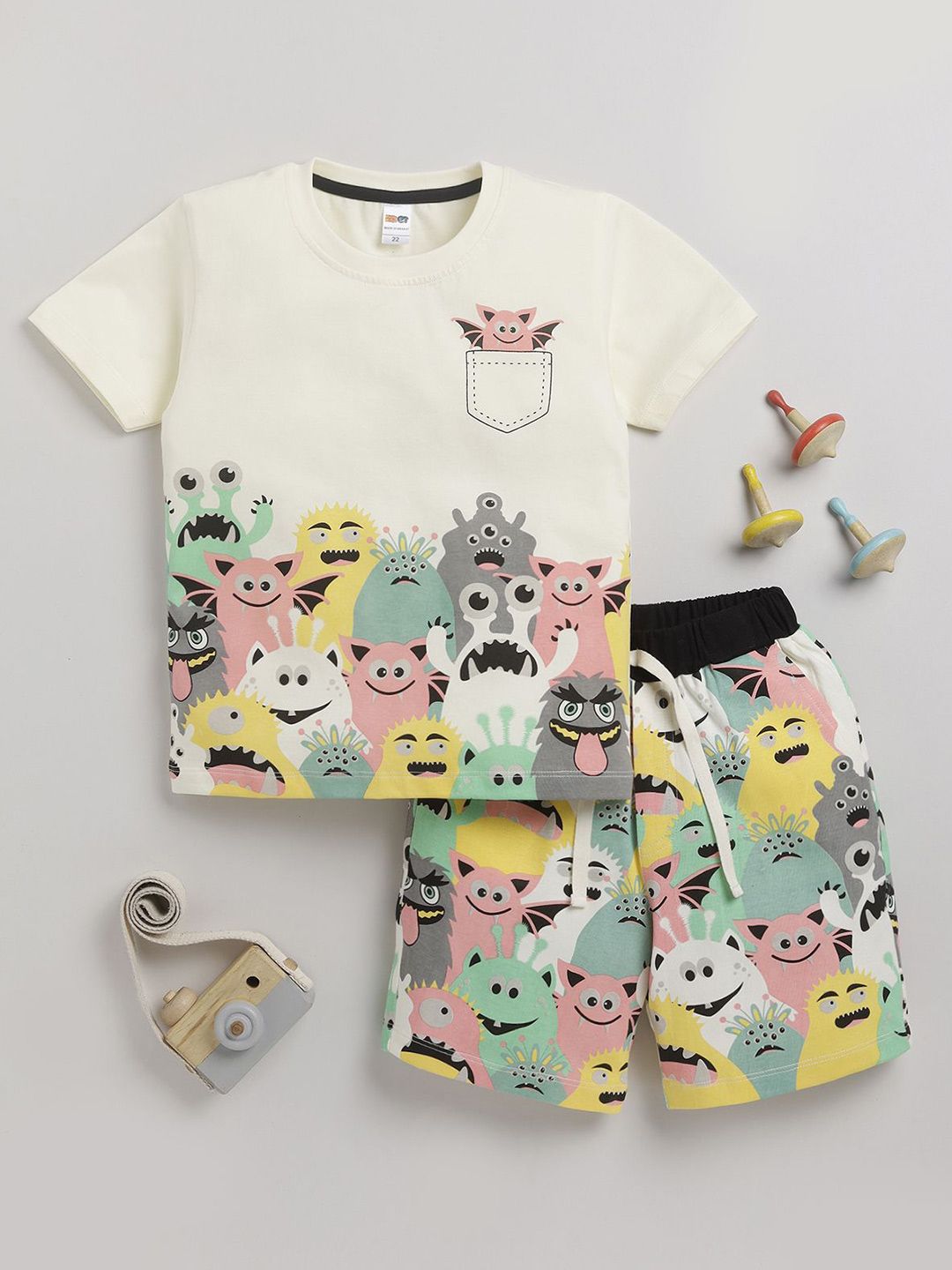 LITTLE NINJA Boys Printed T-shirt with Shorts-picture-46