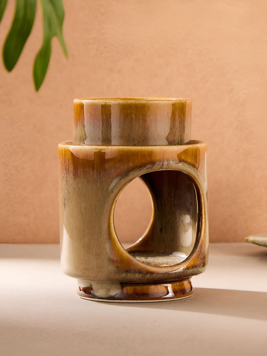 Fabindia Brown & Cream Colored 2 Pieces Ceramic Sughandh Burner-image-17