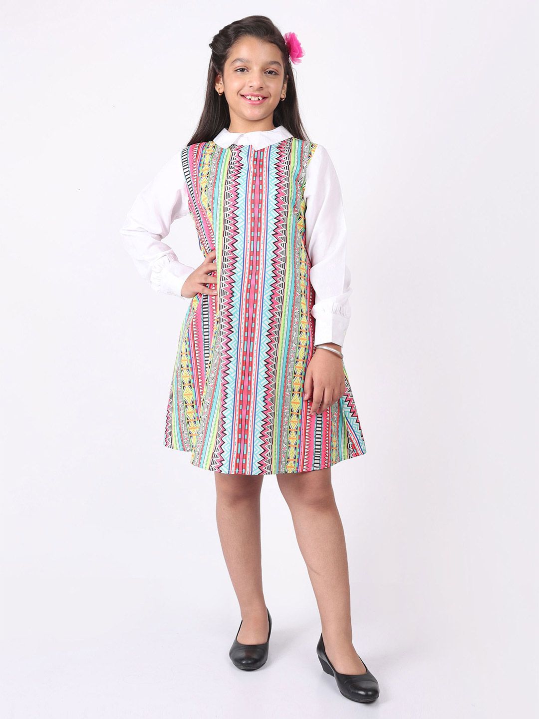 SILK SPARROW Girls Tribal Printed A-Line Dress-picture-15