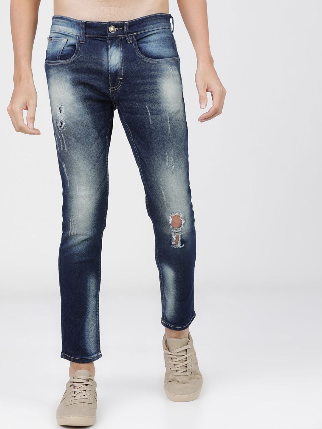 HIGHLANDER Men Tapered Fit Highly Distressed Light Fade Stretchable Jeans-image-17