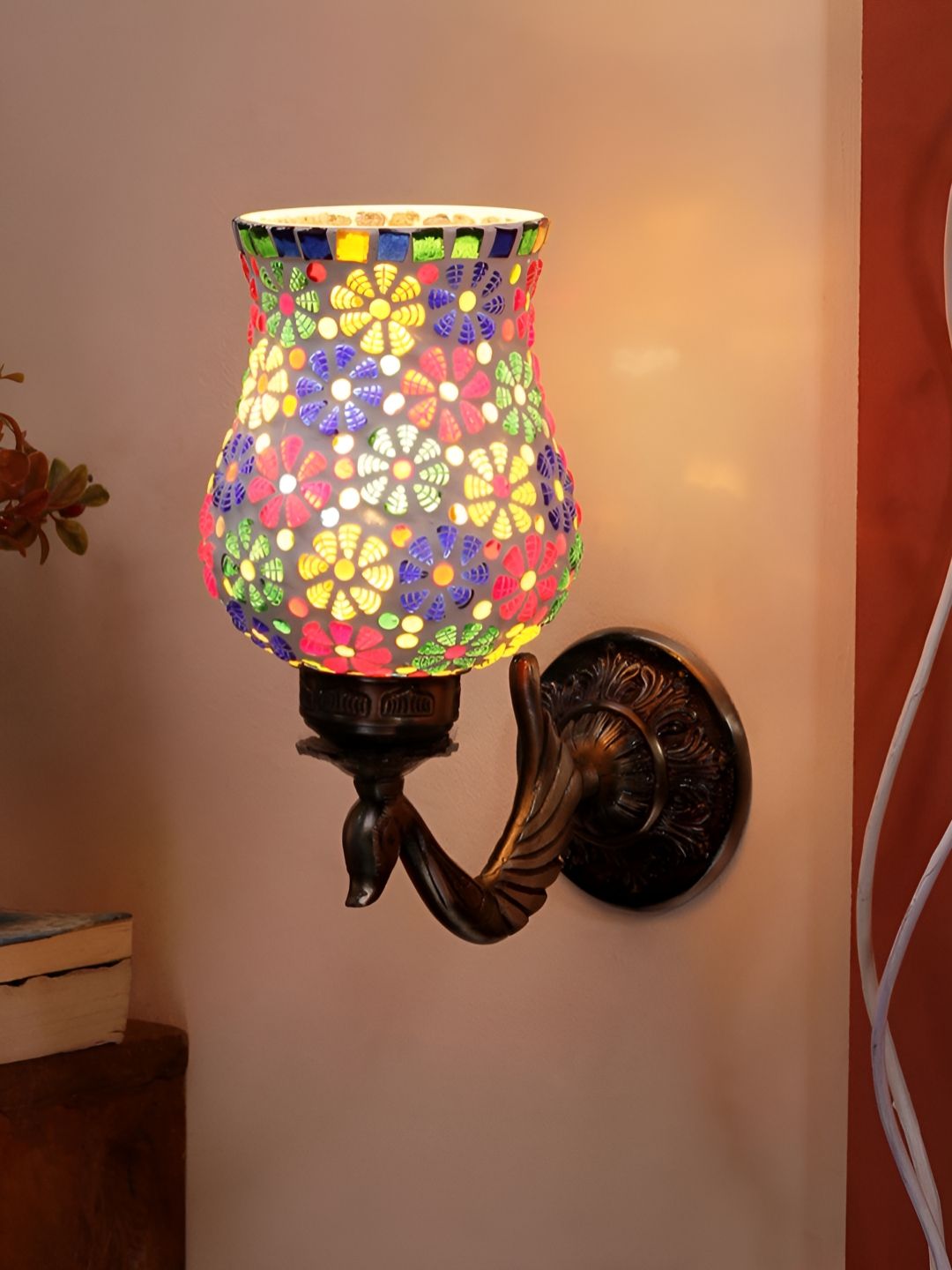 Devansh White & Blue Textured Metal Traditional Wall Lamp-picture-29