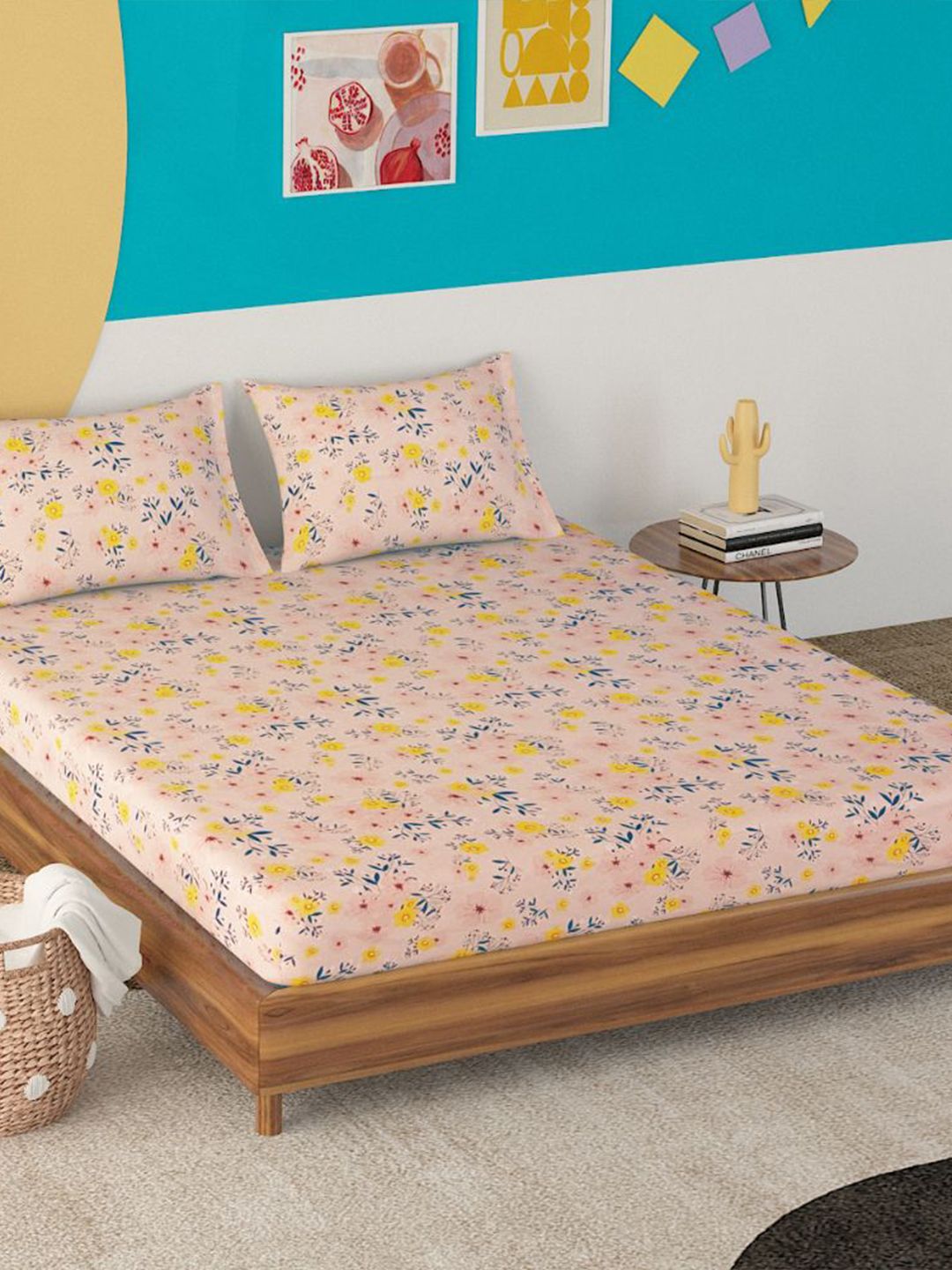 Sleepyhead Floro Jam Pink Floral Printed 210 TC Cotton Queen Bedsheet with 2 Pillow Covers-picture-15