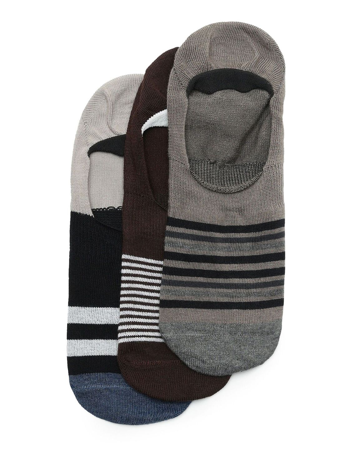 Arrow Men Pack Of 3 Striped Pure Cotton Shoe Liner Socks-image-27