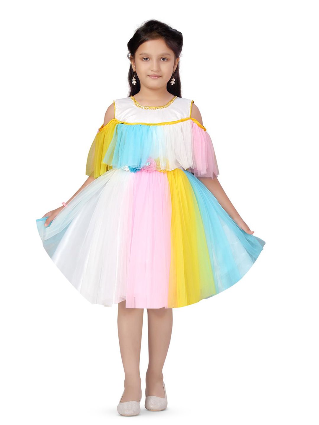 BAESD Colourblocked Net Blouson Dress-picture-28