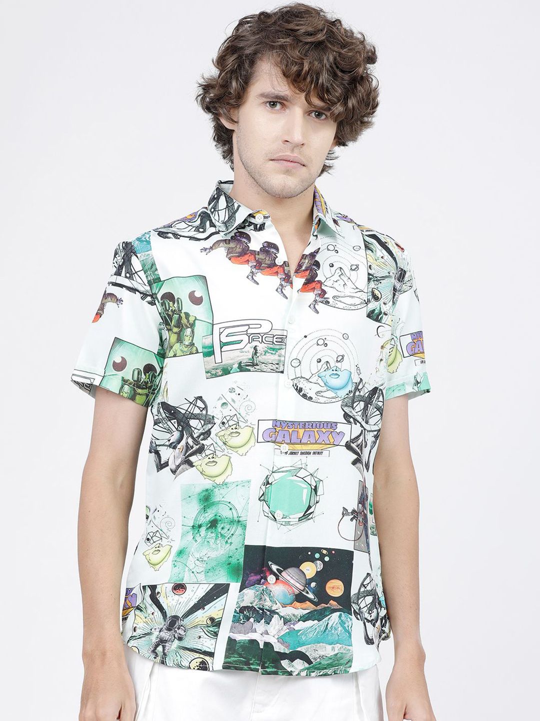 HIGHLANDER Men Spread Collar Graphic Printed Slim Fit Casual Shirt-image-45