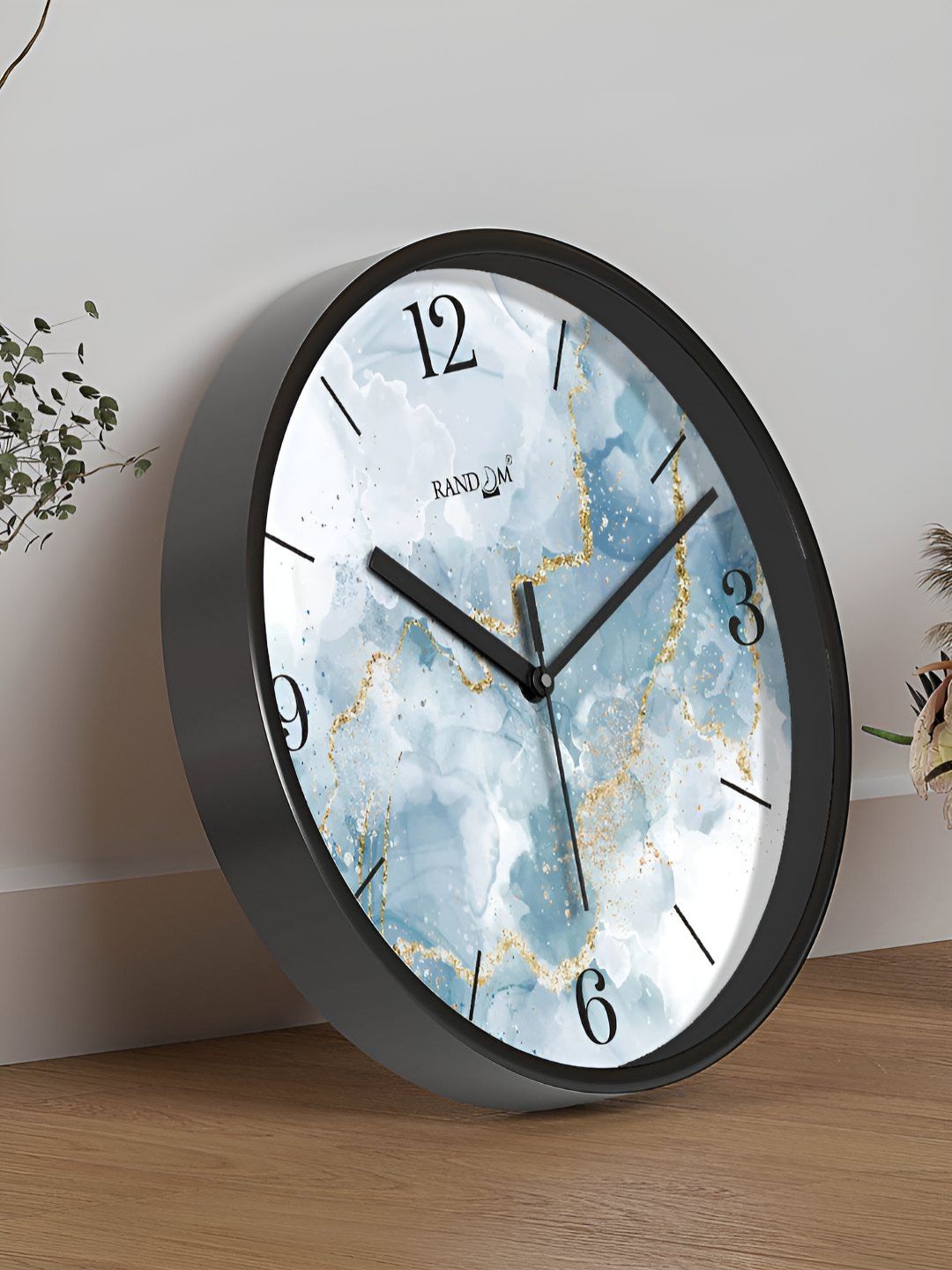 RANDOM Black & Blue Printed Contemporary Analogue Round Wall Clock-image-38