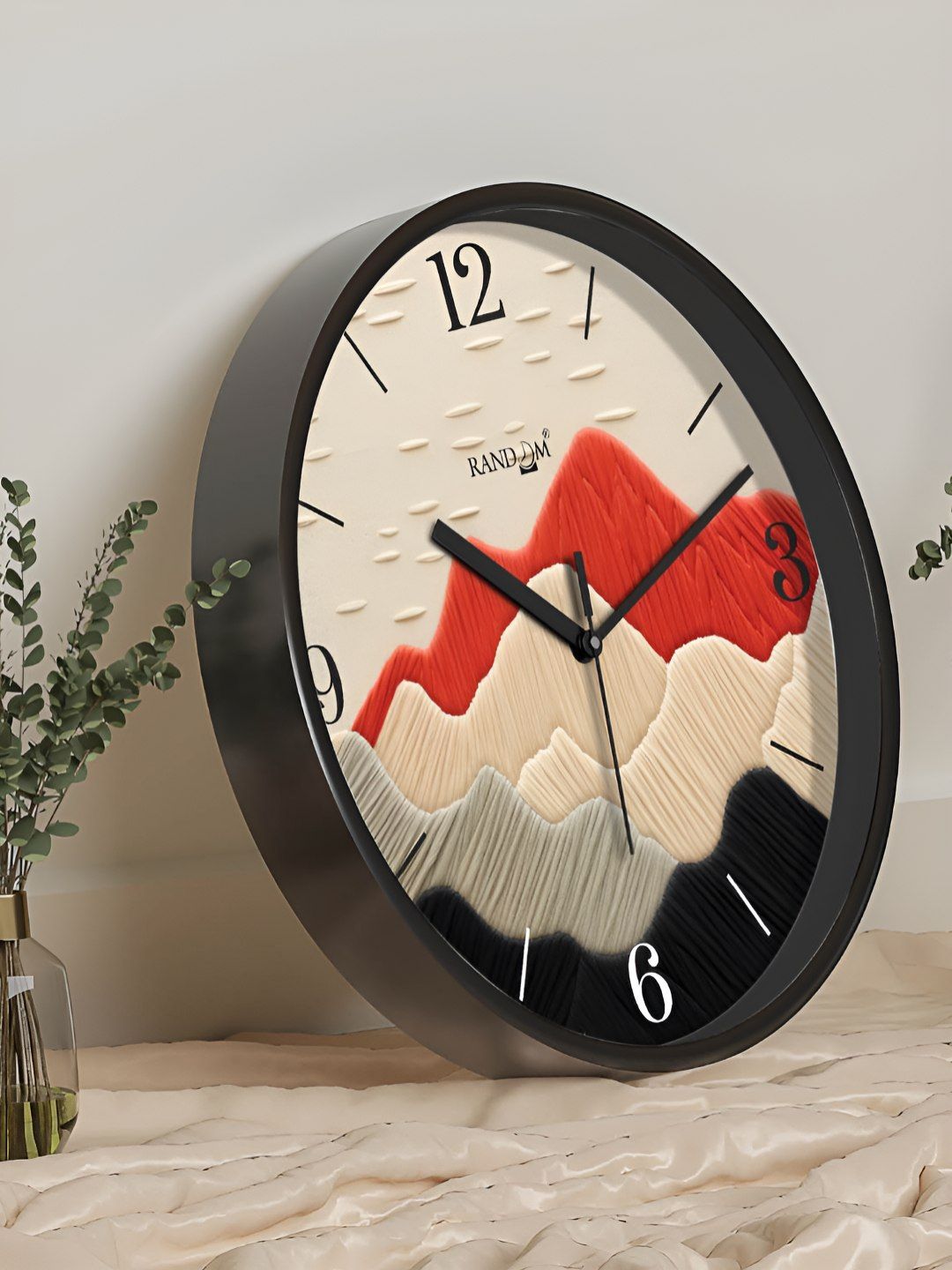 RANDOM Black & Red Printed Contemporary Analogue Round Wall Clock-picture-22