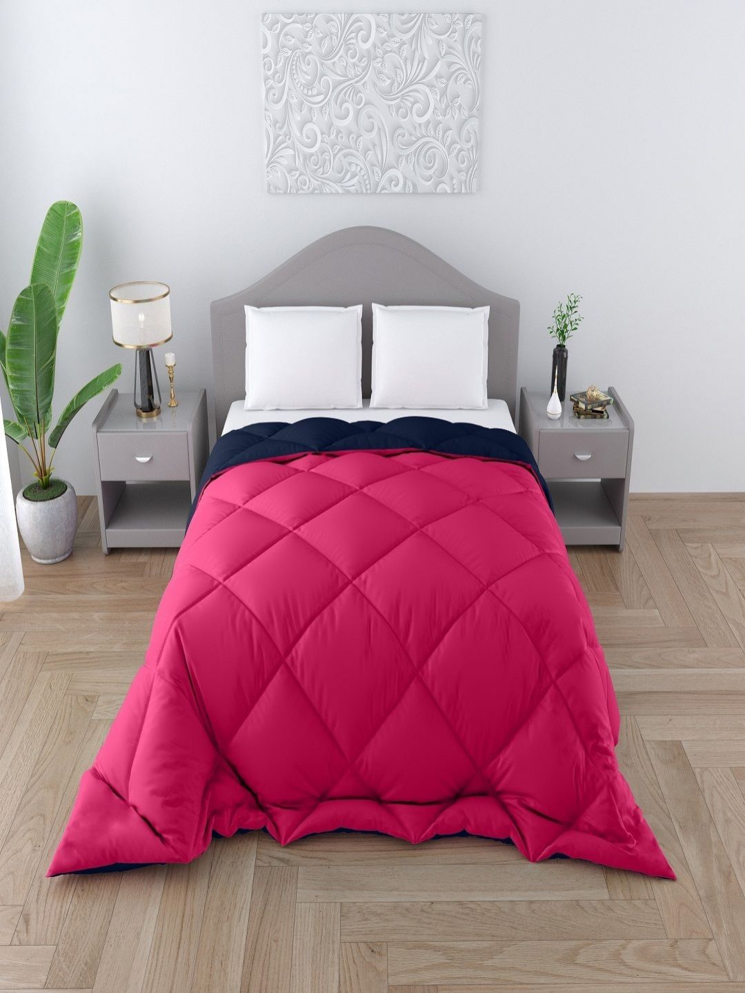 CHICERY Pink & Blue Geometric Heavy Winter Double Bed Comforter-picture-18