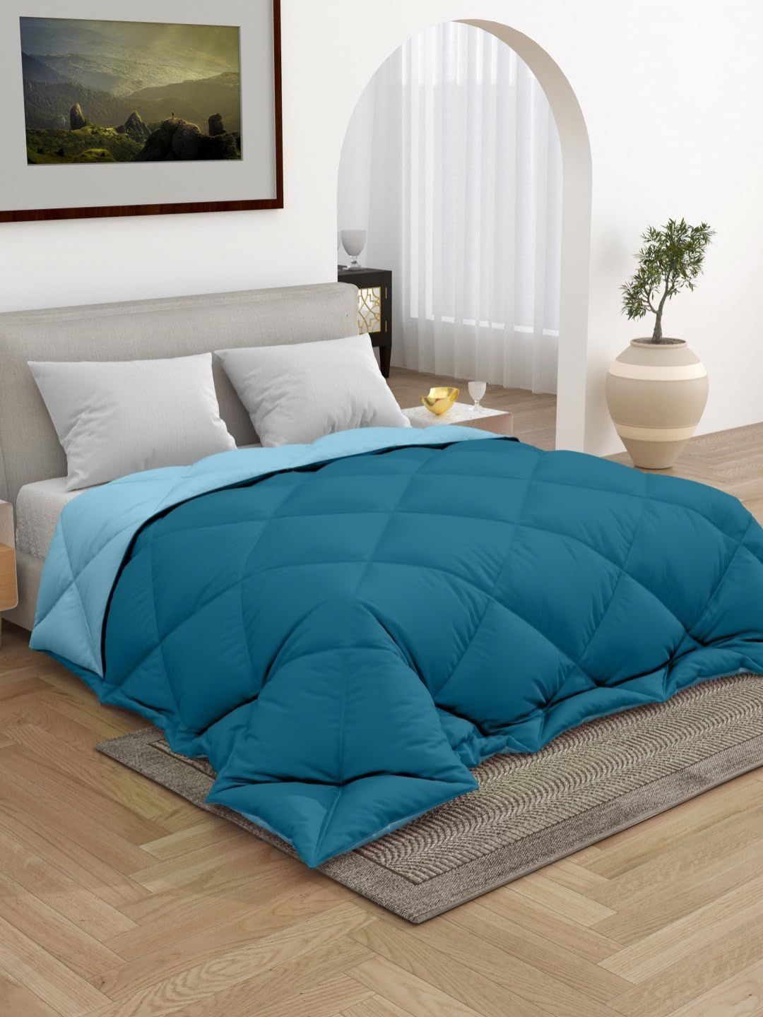 CHICERY Blue Geometric Heavy Winter Double Bed Comforter-image-47