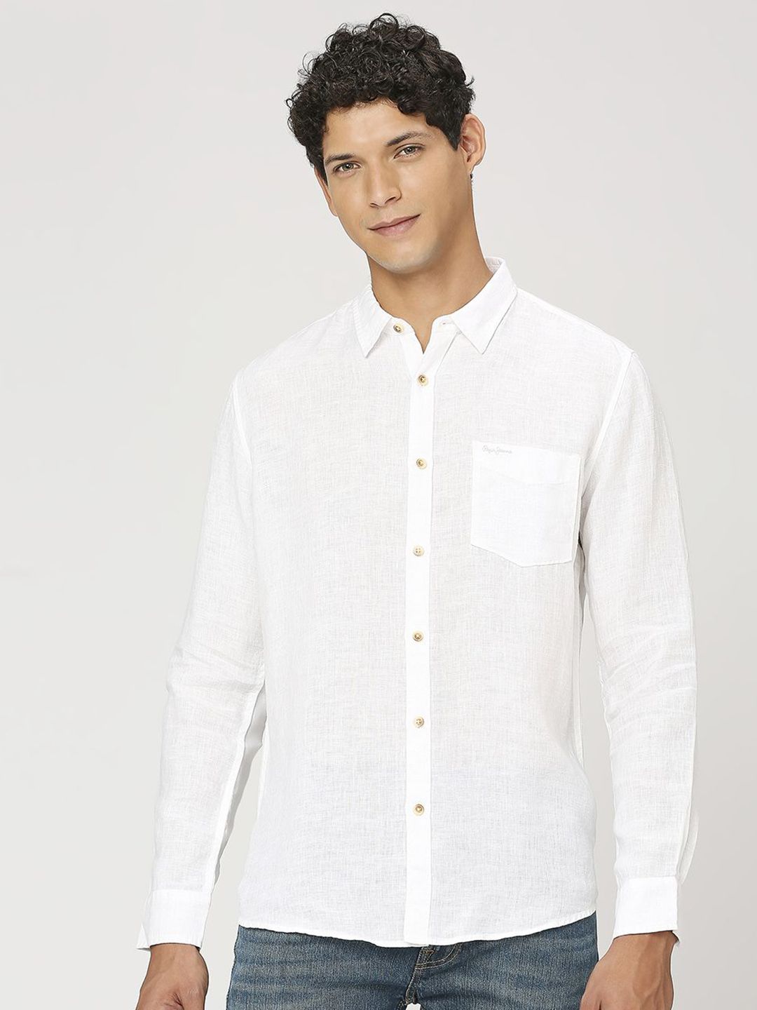 Pepe Jeans Men Solid Linen Casual Shirt-picture-35