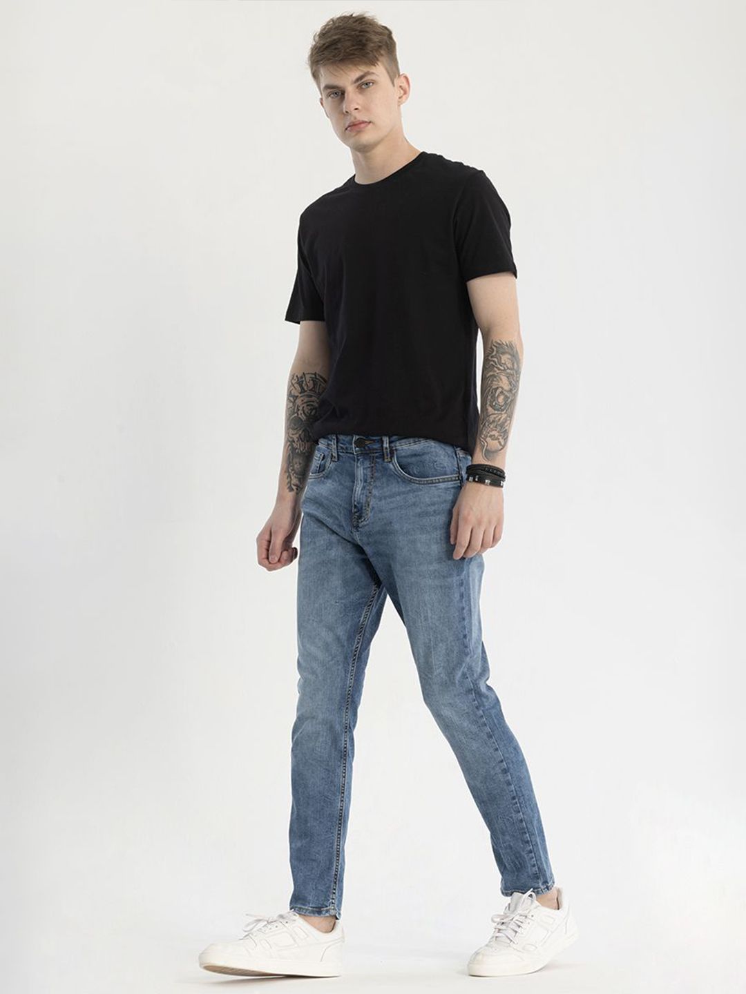 Buy Snitch Men Smart Slim Fit Light Fade Stretchable Jeans - Jeans for ...