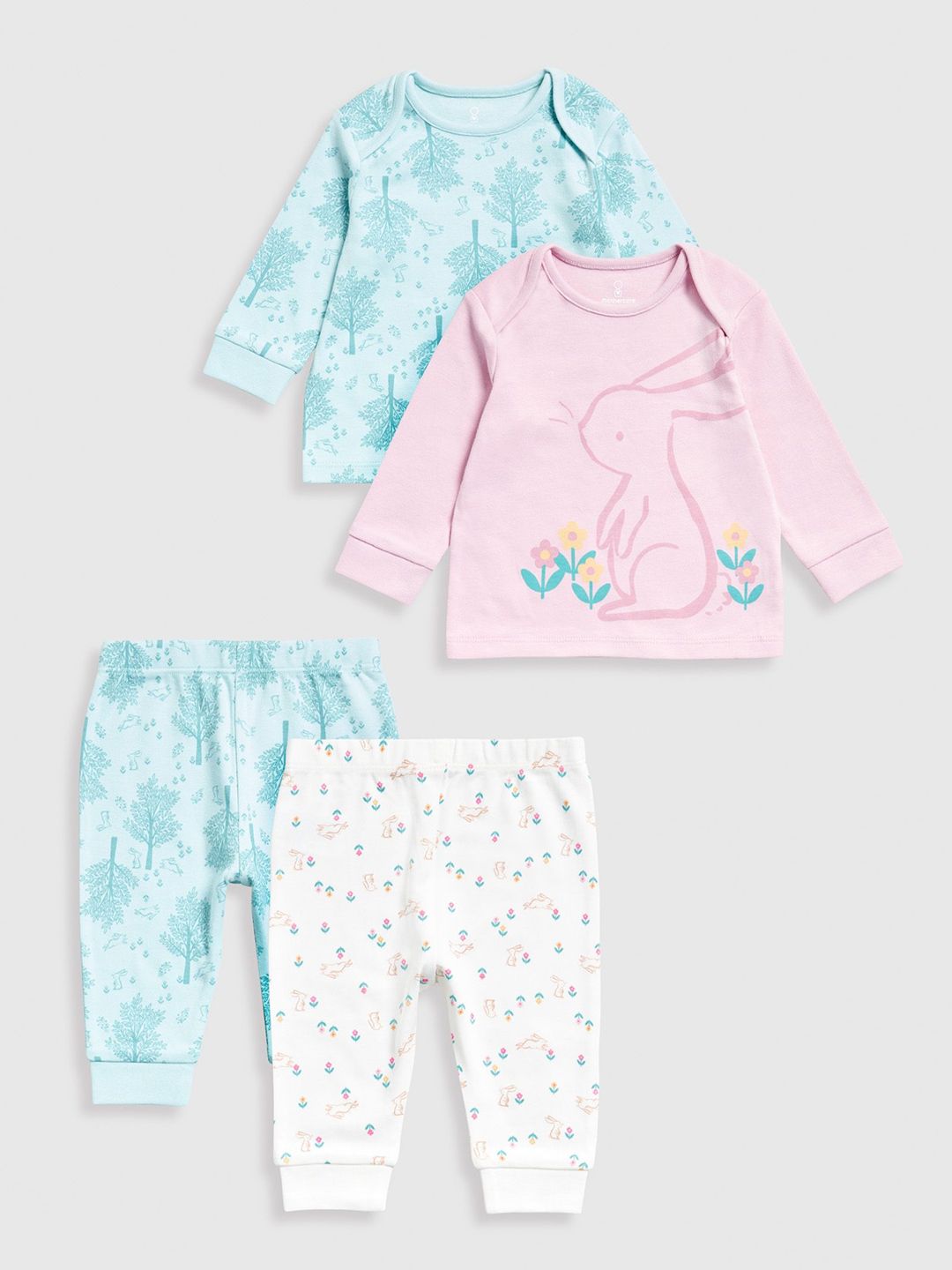 mothercare Infants Girls Pack Of 2 Printed Pure Cotton T-shirt with Joggers-picture-29