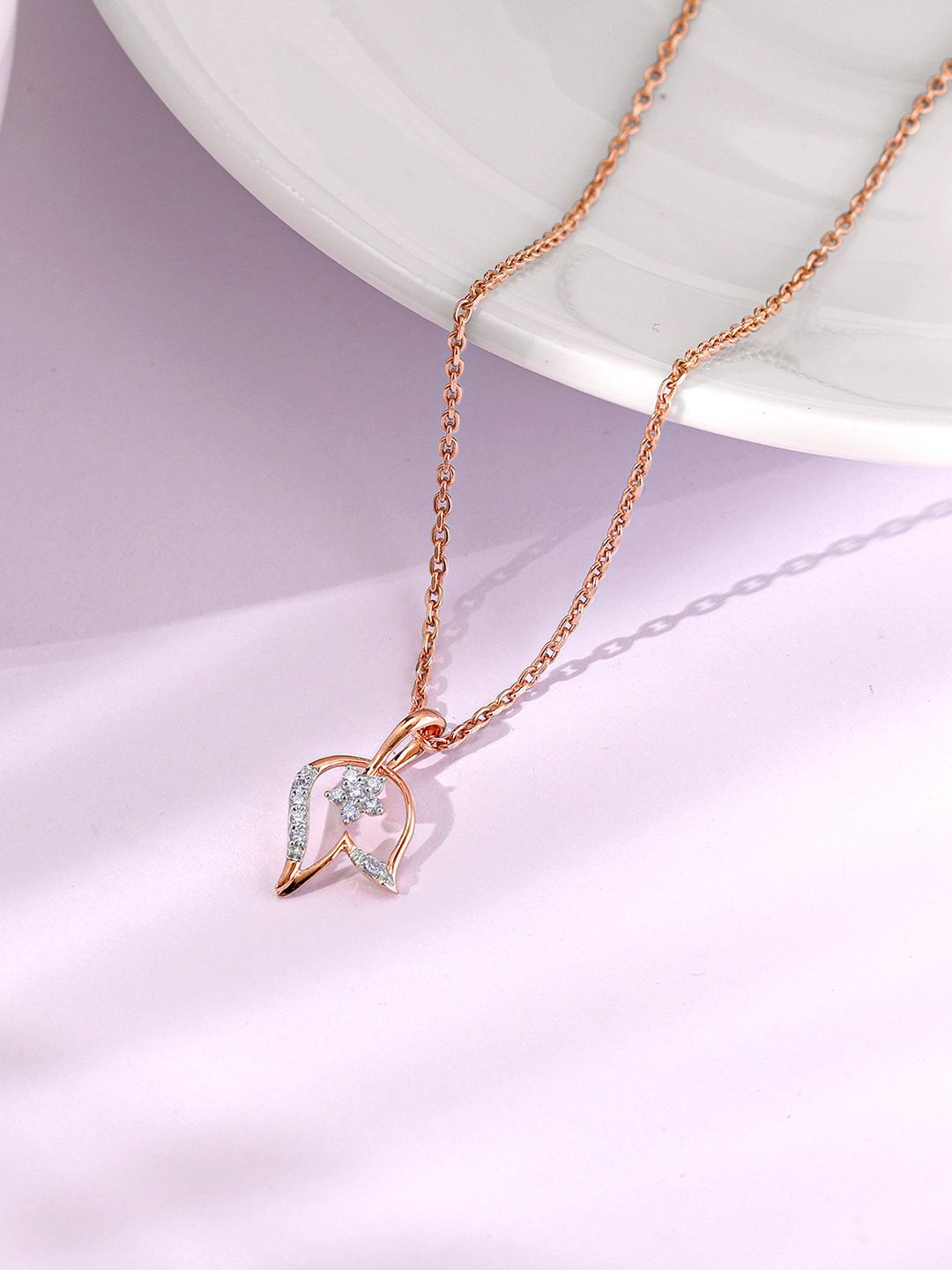 GIVA Women 14K Rose Gold Diamond Pendant-picture-10