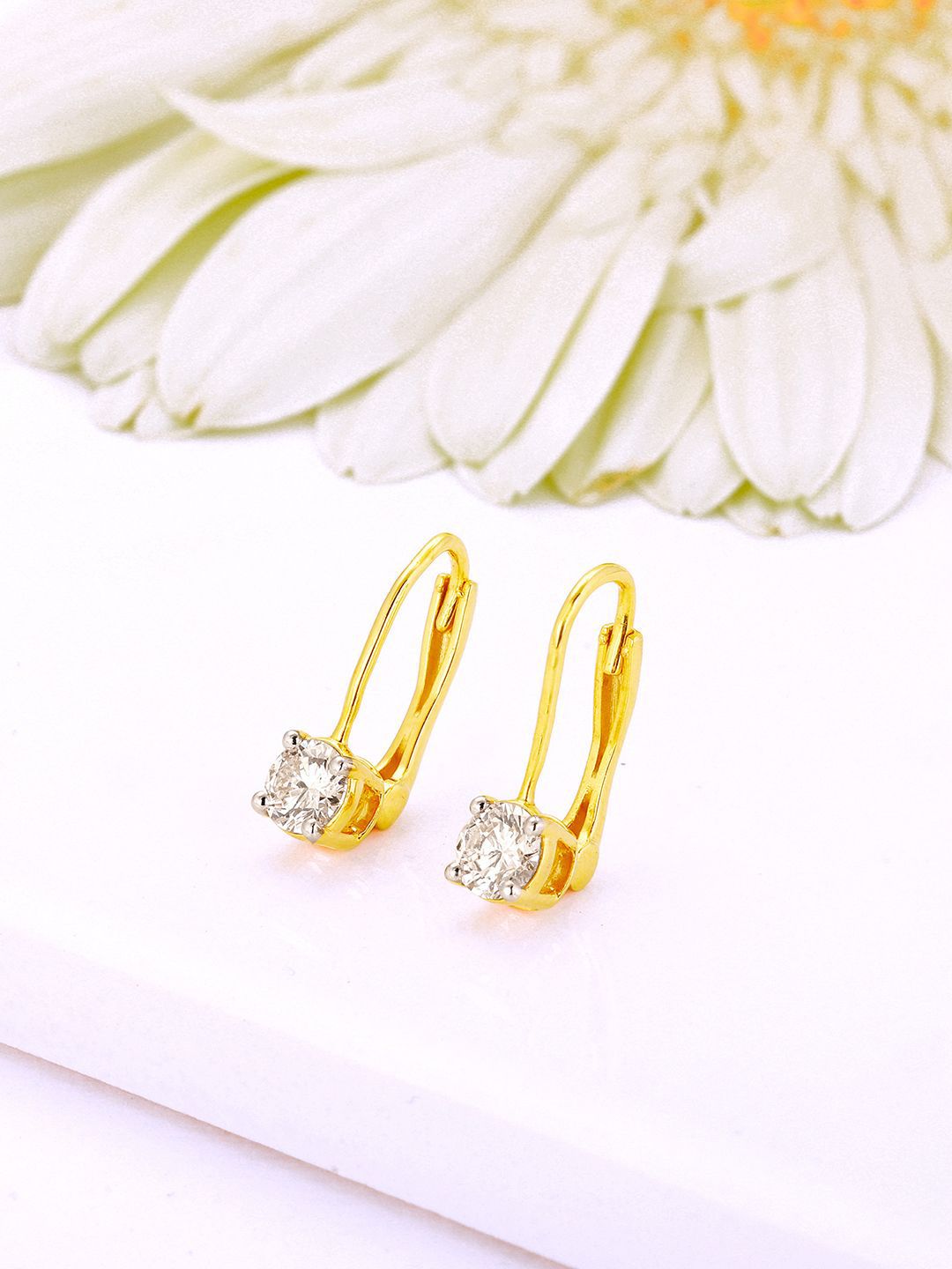 GIVA 14K Yellow Gold Glitter Diamond Earrings-1.62gm-picture-26